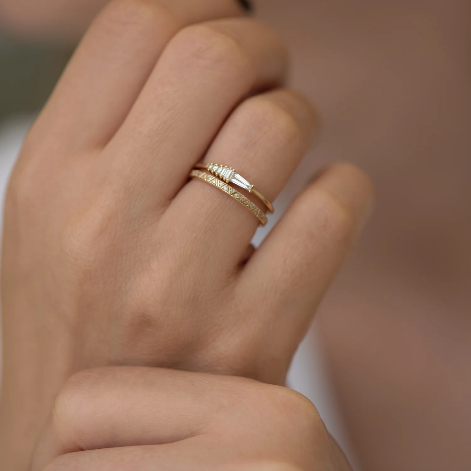 Dainty Trapeze Diamond Ring - Geometric Cluster Ring - Image 5