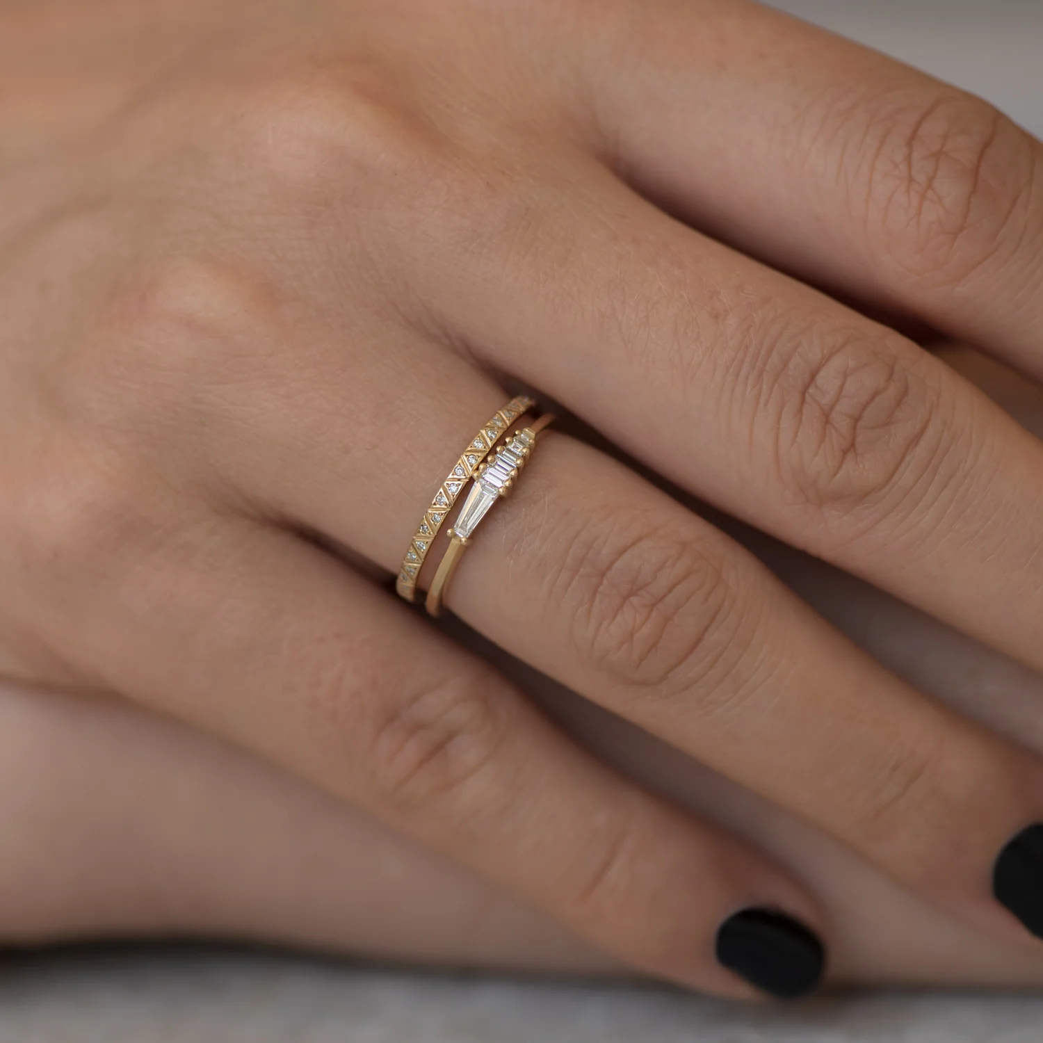 Dainty Trapeze Diamond Ring - Geometric Cluster Ring - Image 6
