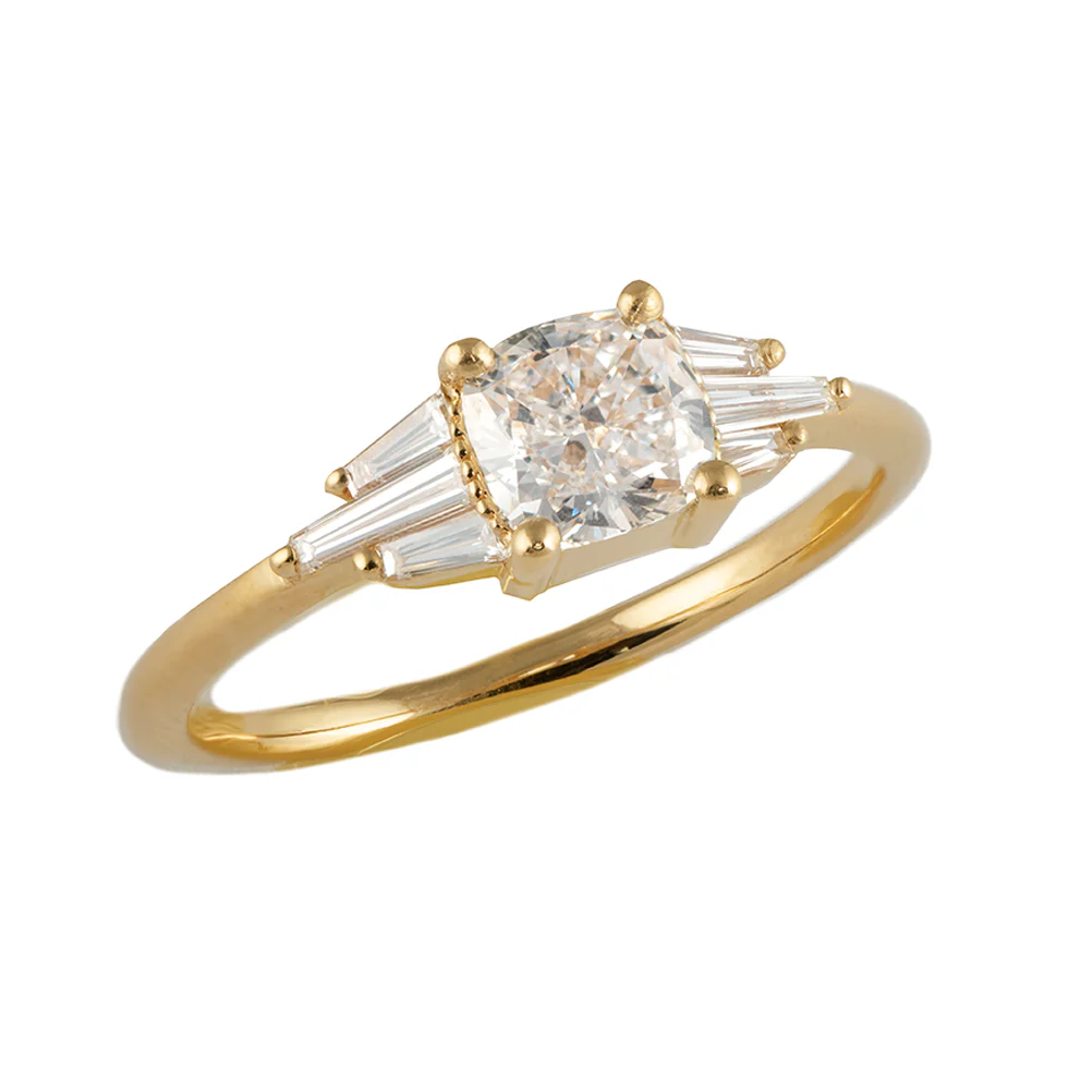 Deco Engagement Ring with Cushion Diamond - Image 2