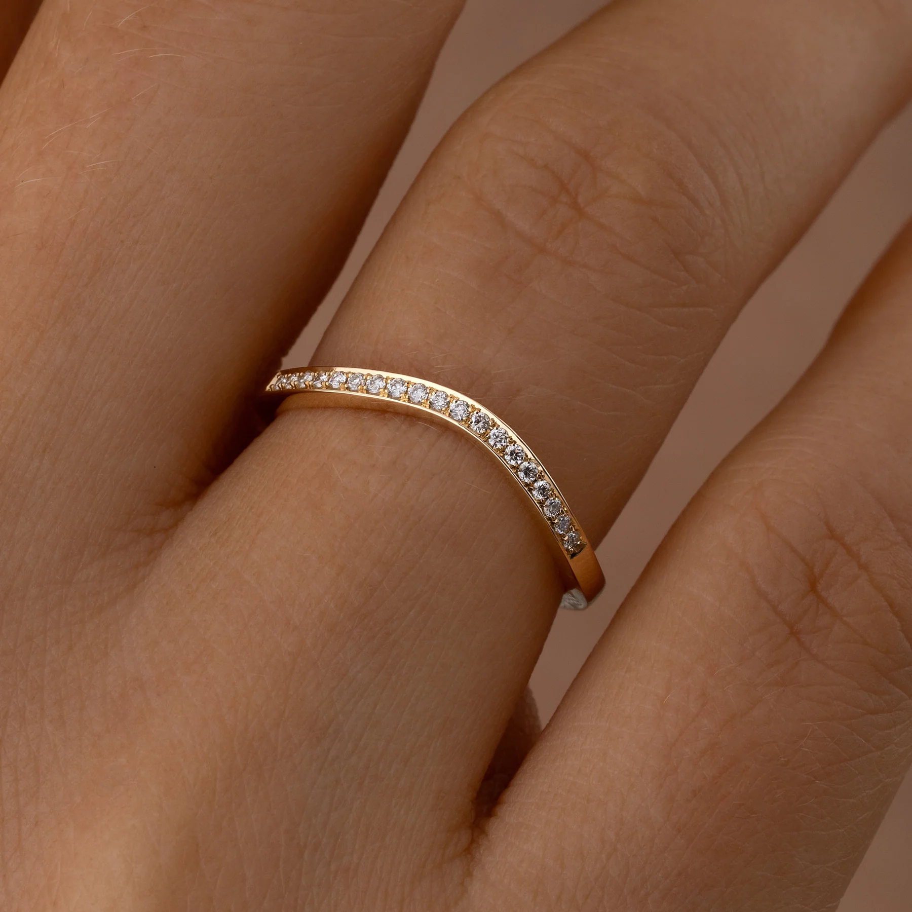Delicate Diamond Pave Wedding Band in 18K Gold - Image 2