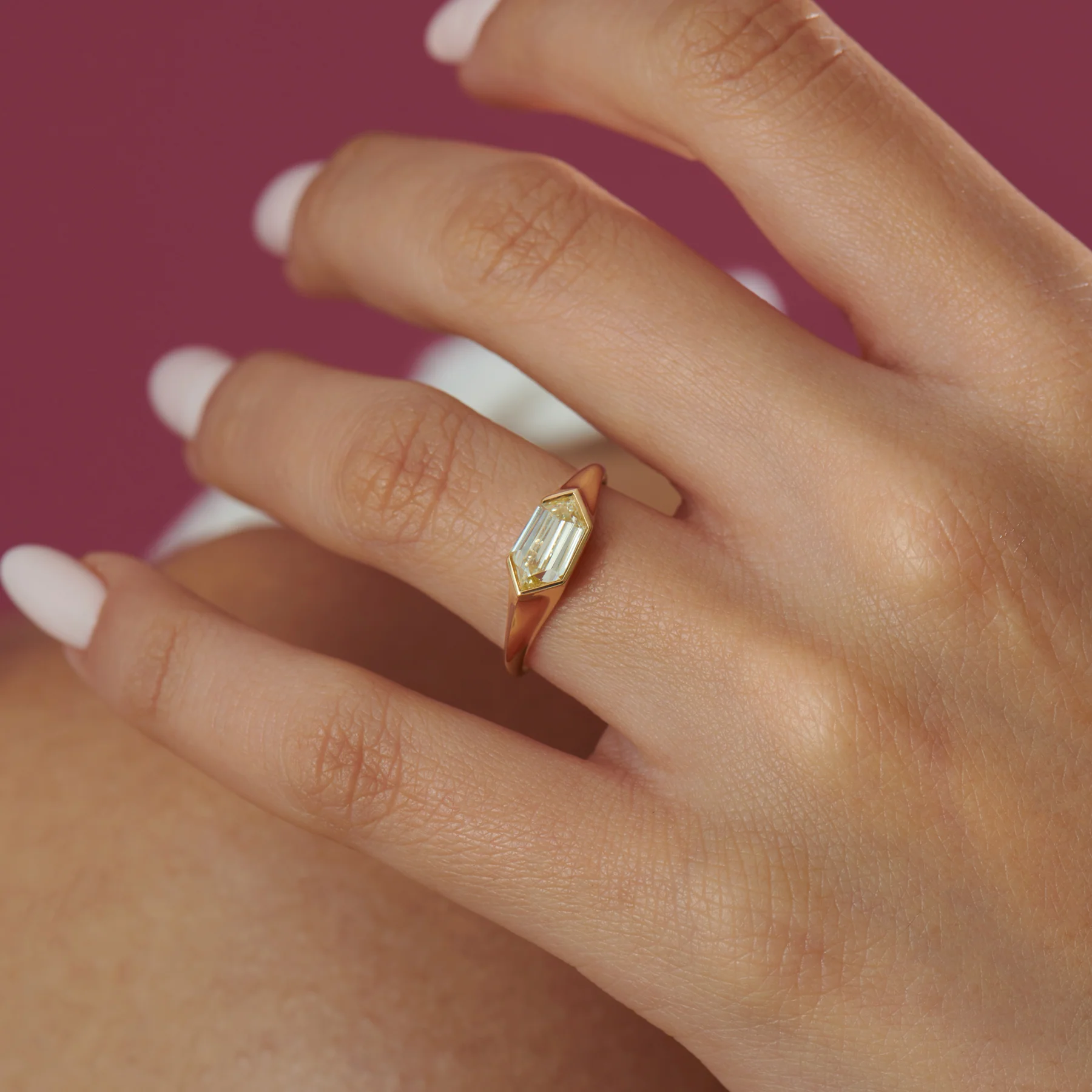 Density OOAK Hexagon Signet Engagement Ring - Image 4