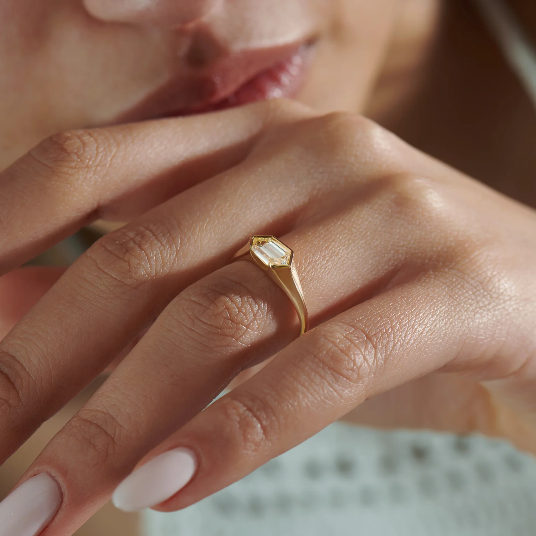 Density OOAK Hexagon Signet Engagement Ring - Image 5