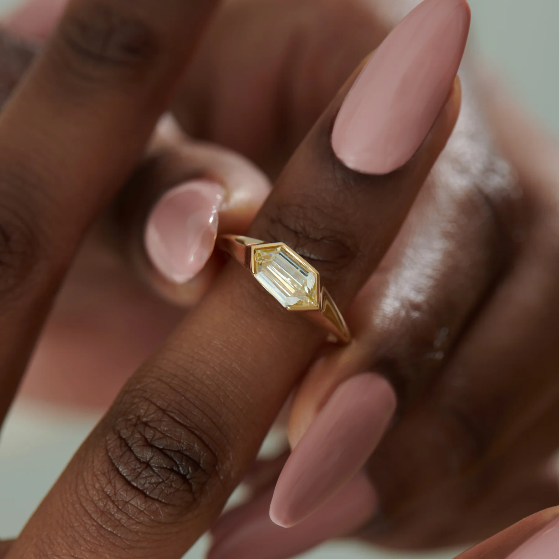 Density OOAK Hexagon Signet Engagement Ring - Image 6