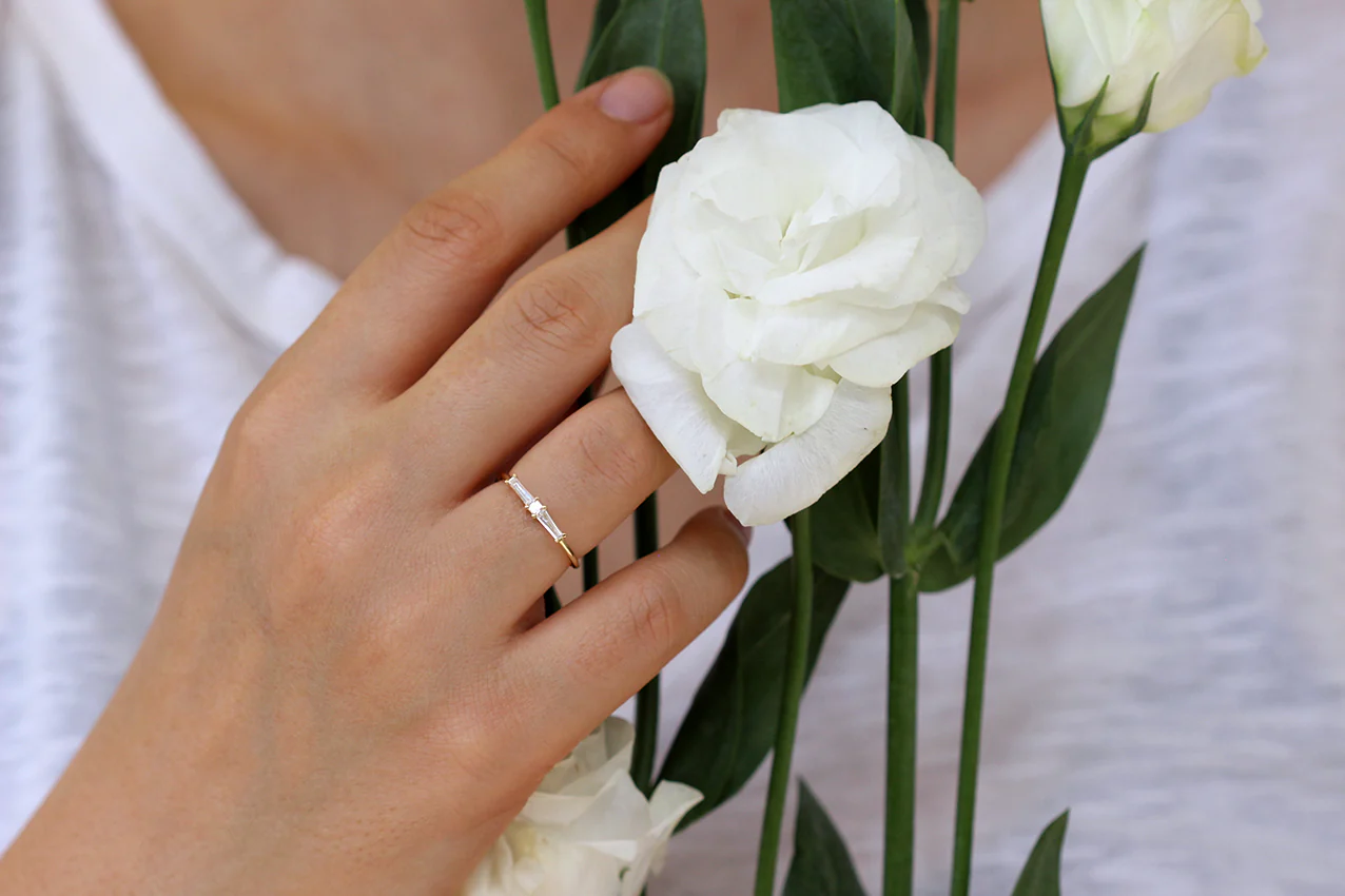 Diamond Cluster Engagement Ring - Art Deco Diamond Wedding Band - Image 4