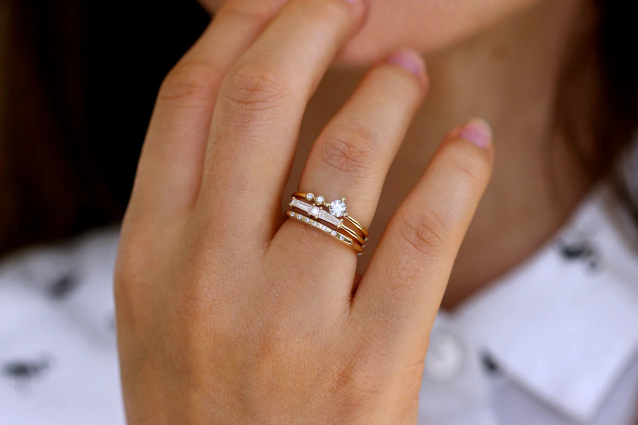 Diamond Cluster Engagement Ring - Art Deco Diamond Wedding Band - Image 8