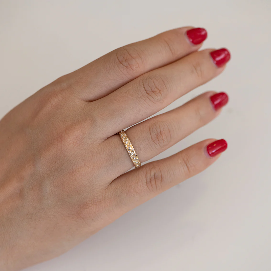 Diamond Criss Cross Wedding Band - Image 13