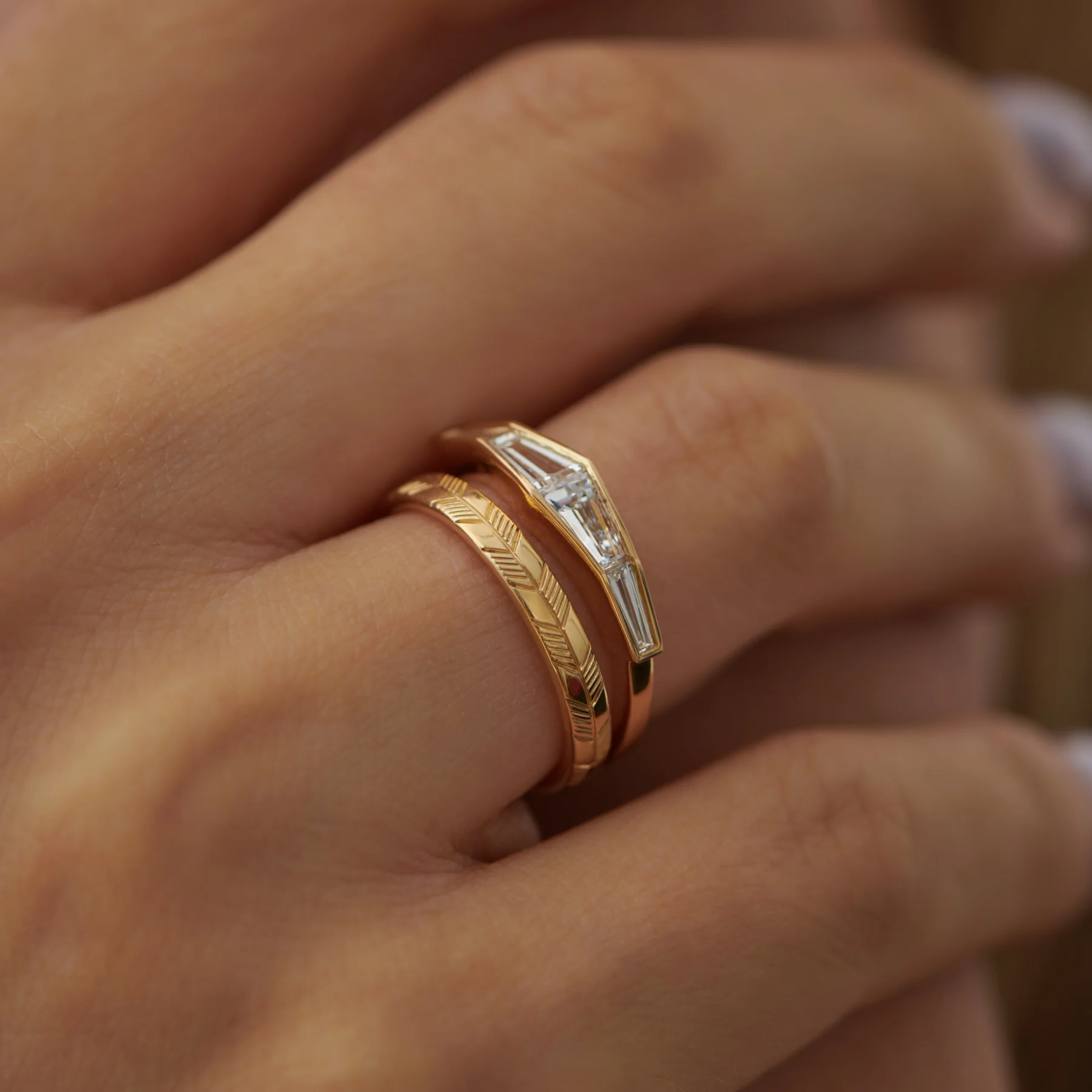 Diamond Engagement Ring with a Tapered Baguette Formation - Image 5