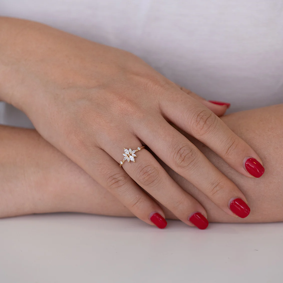 Diamond Flower Cluster Ring - Image 6