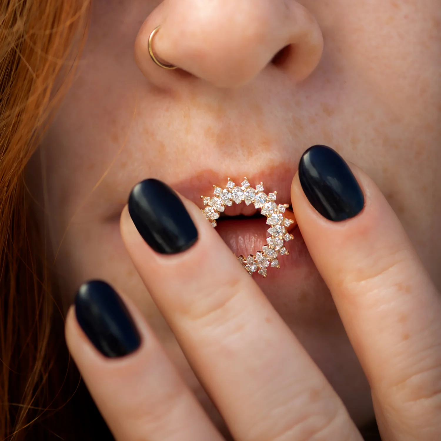 Diamond Lace Ring with Cluster of Pear and Princess Cut Diamonds - Image 7
