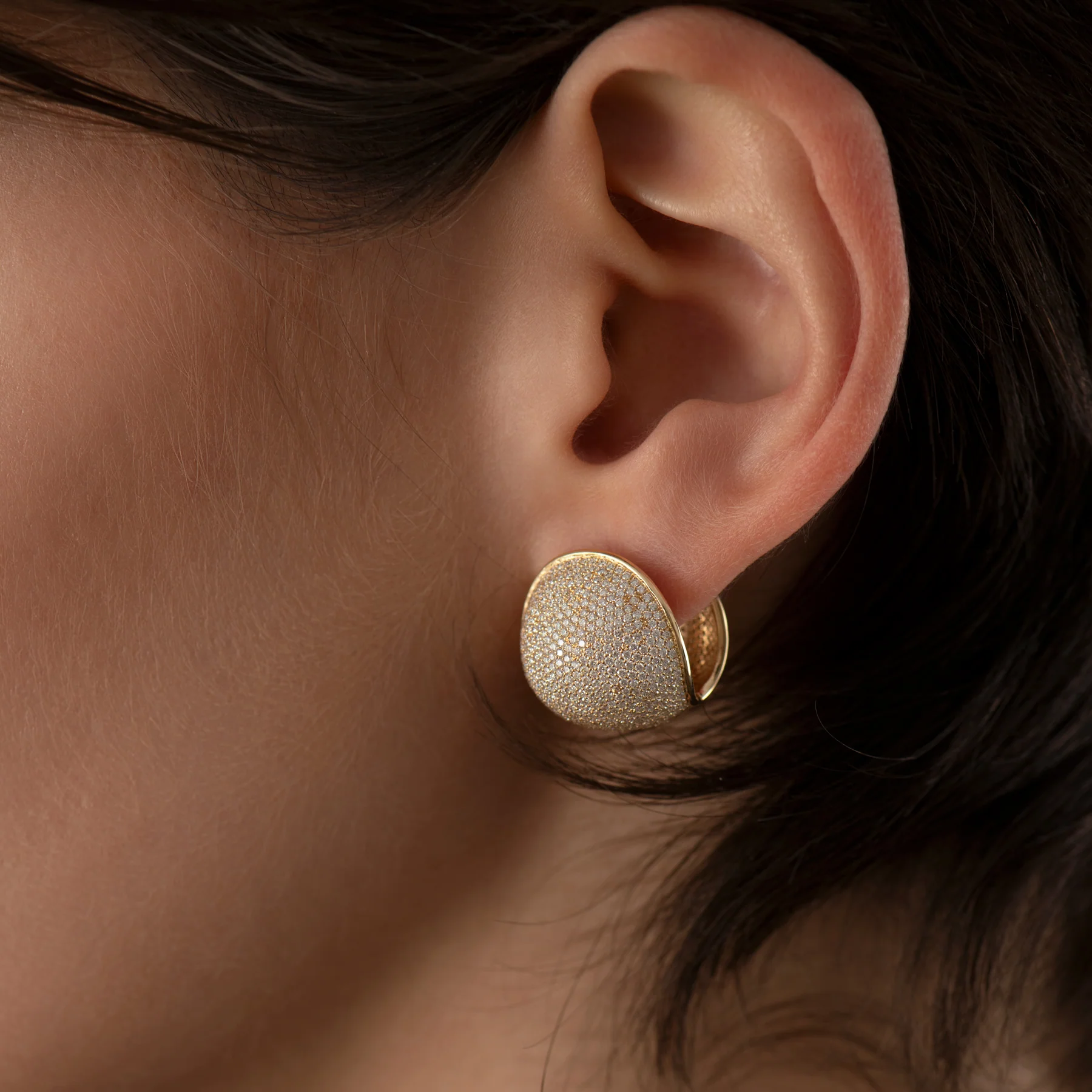Diamond Pave Chunky Ball Statement Earrings - Image 3