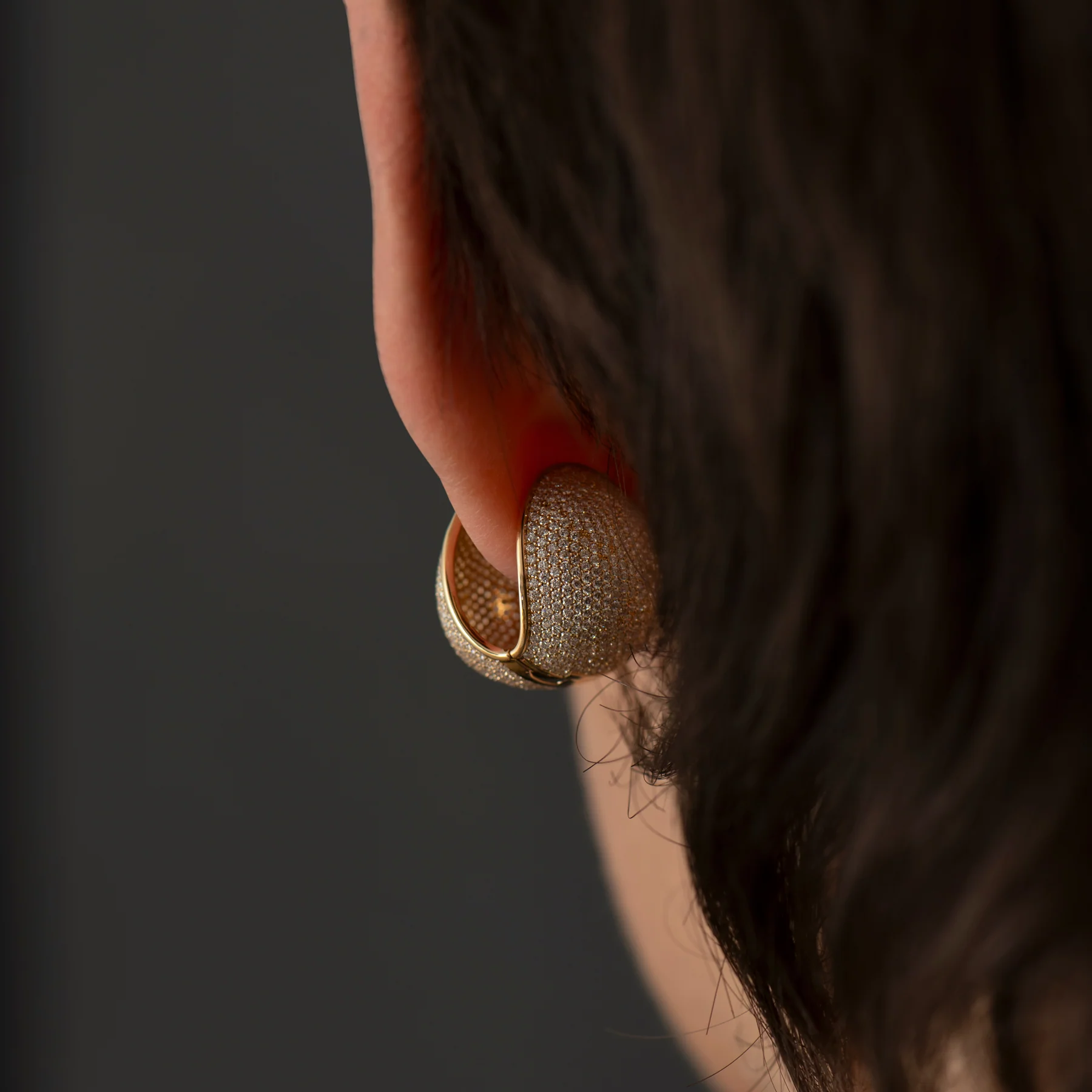 Diamond Pave Chunky Ball Statement Earrings - Image 4