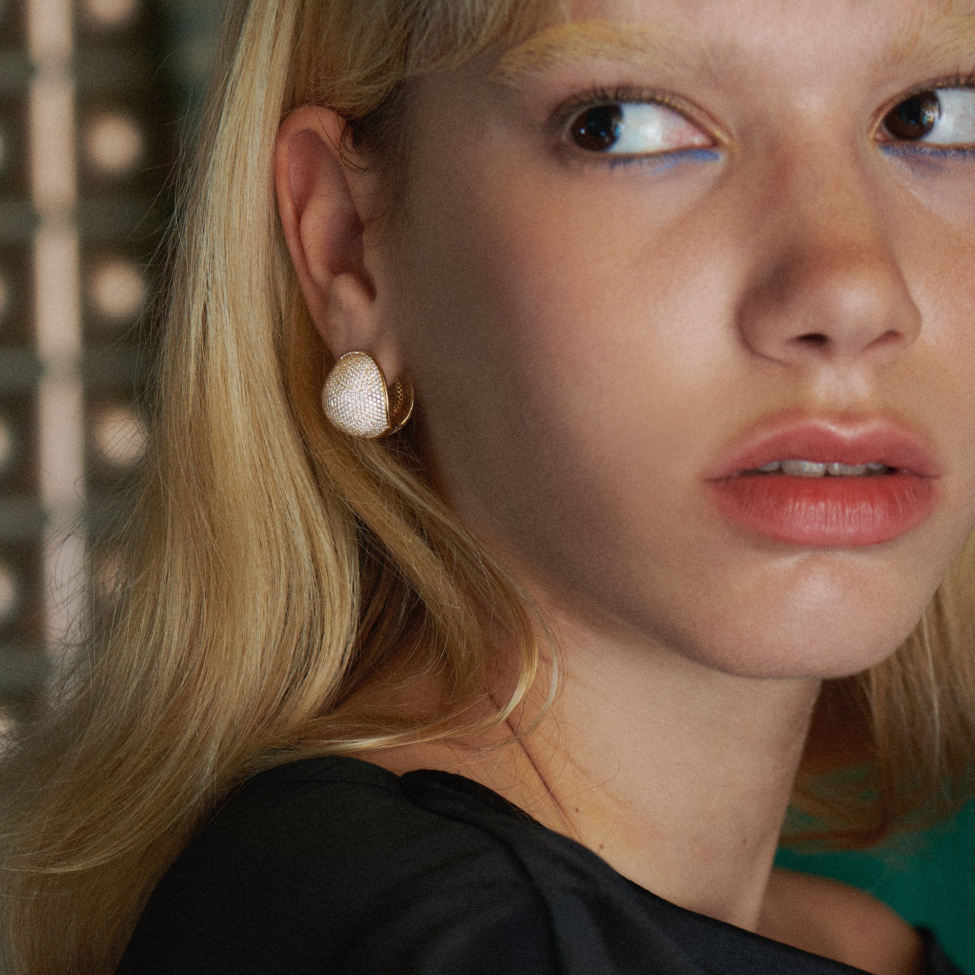 Diamond Pave Chunky Ball Statement Earrings - Image 5
