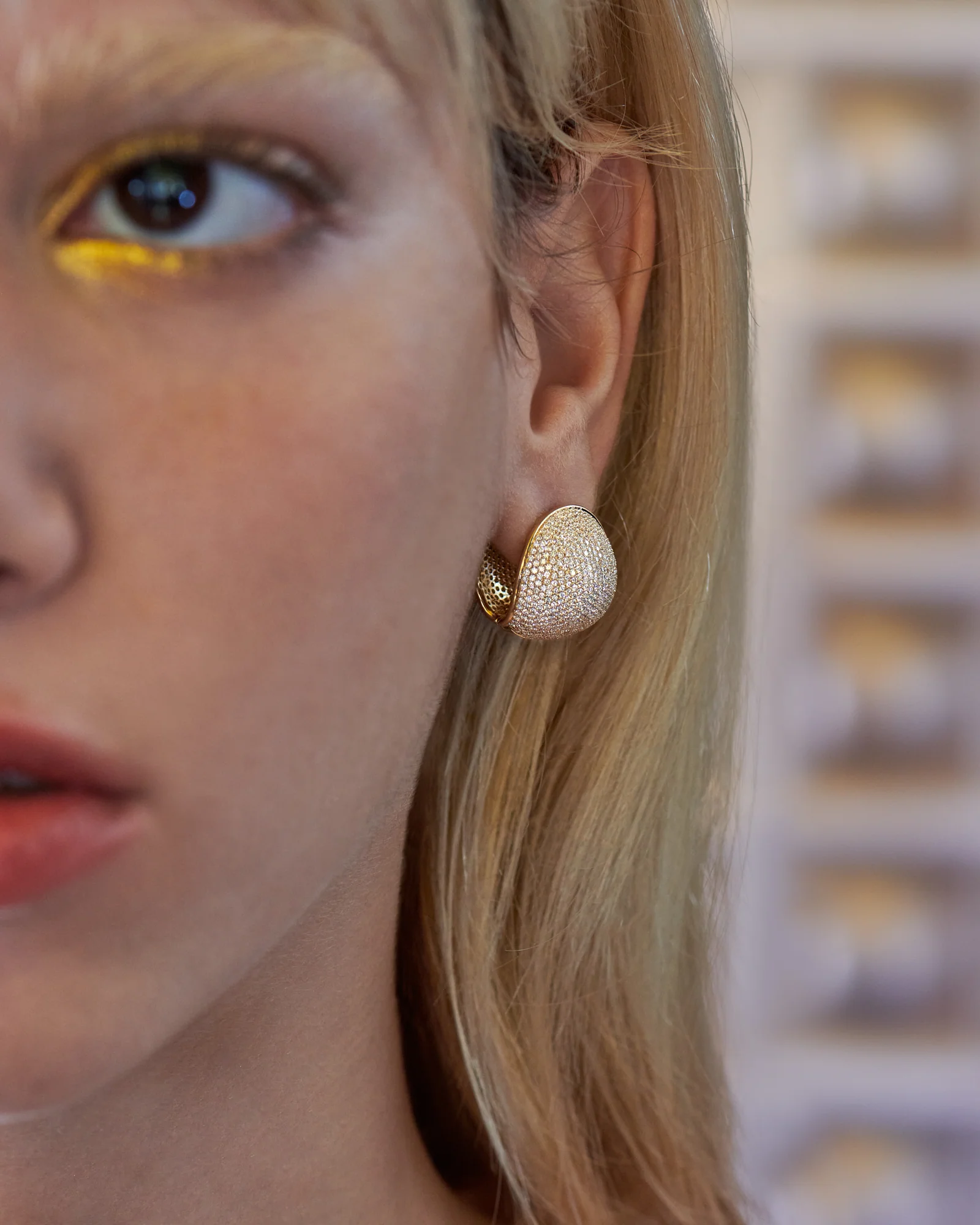 Diamond Pave Chunky Ball Statement Earrings - Image 6
