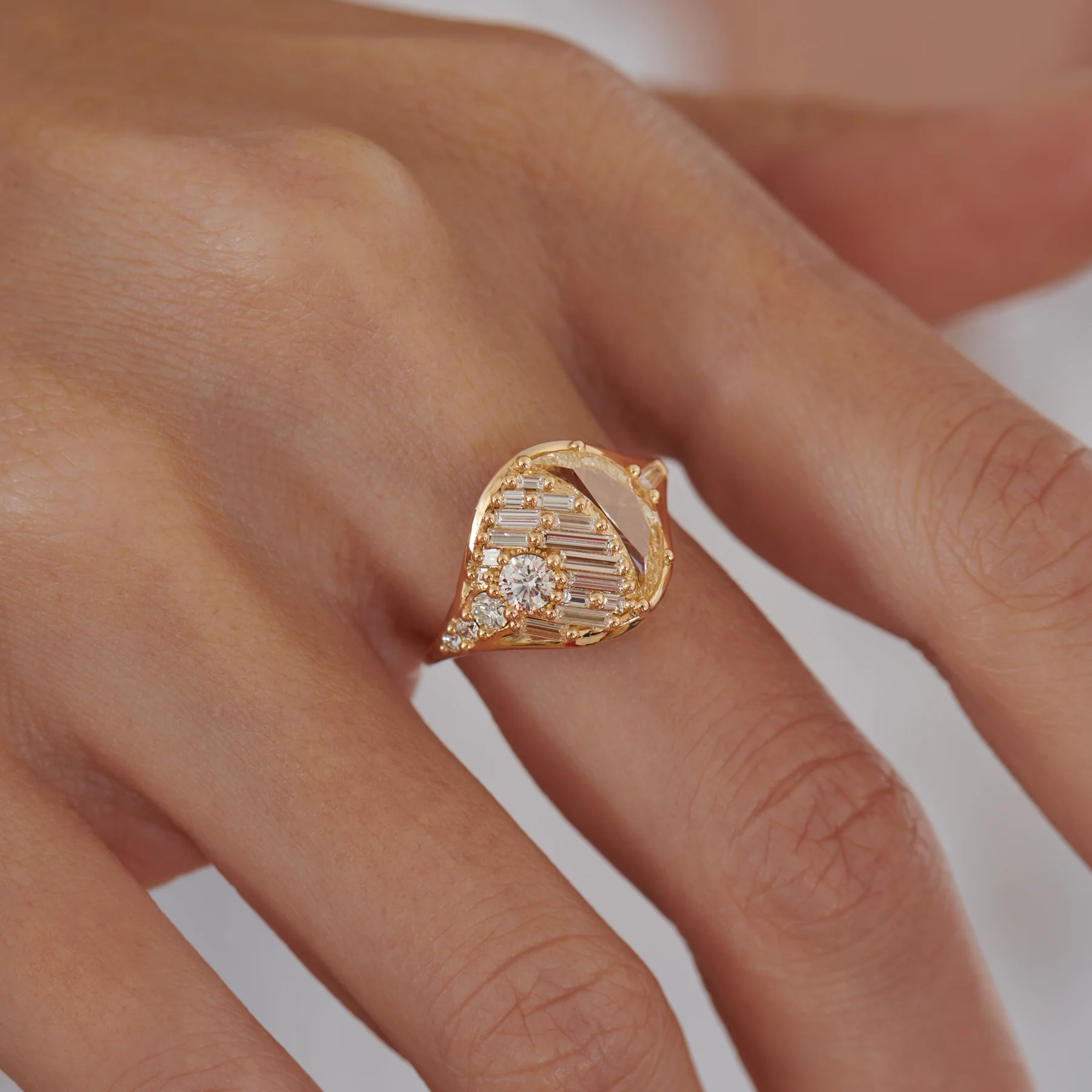 Eclipse OOAK Half Moon Diamond Engagement Ring - Image 3