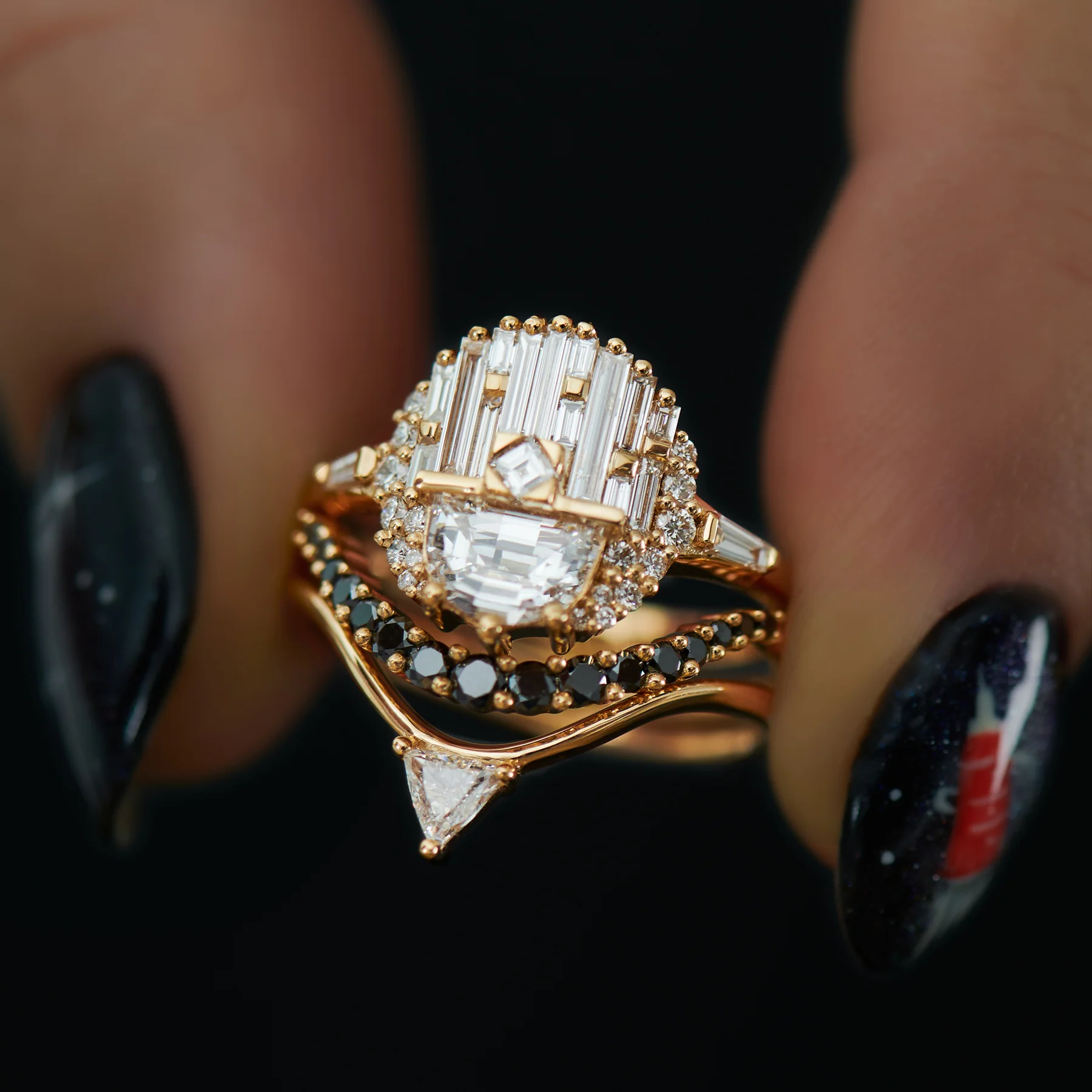 Engagement Ring with Half Moon Diamond - Image 10