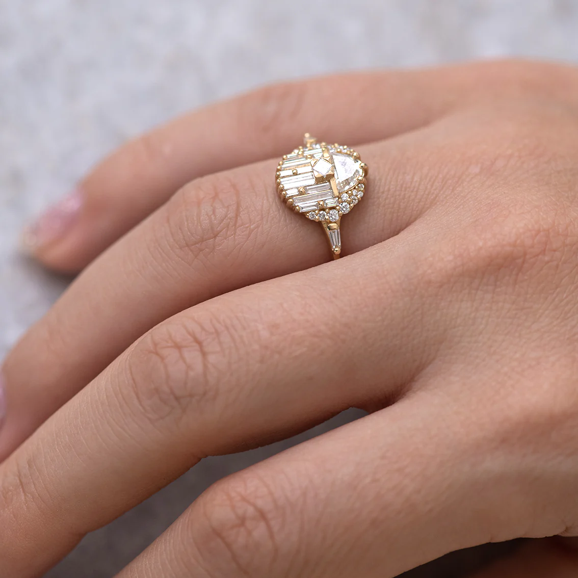 Engagement Ring with Half Moon Diamond - Image 13