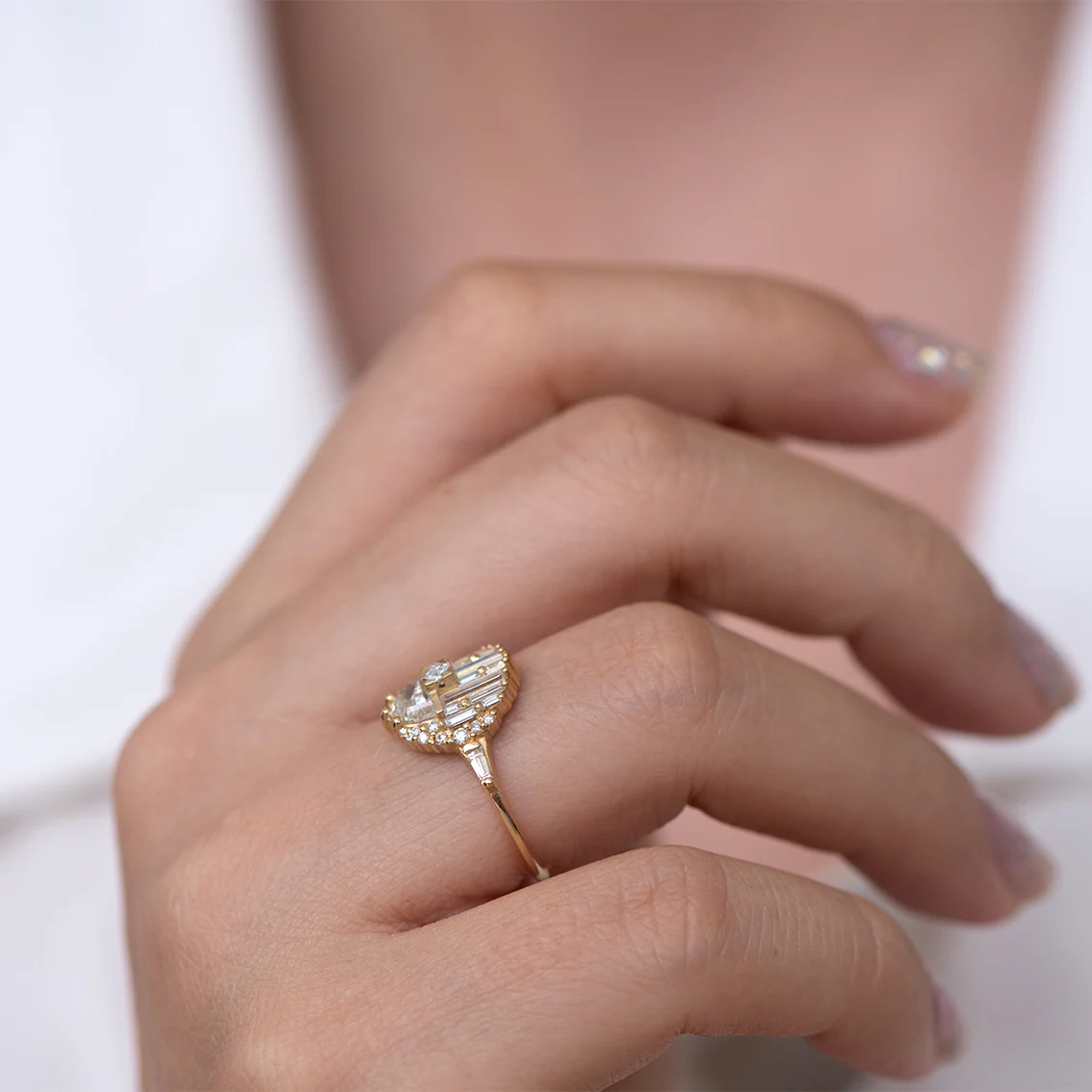 Engagement Ring with Half Moon Diamond - Image 5