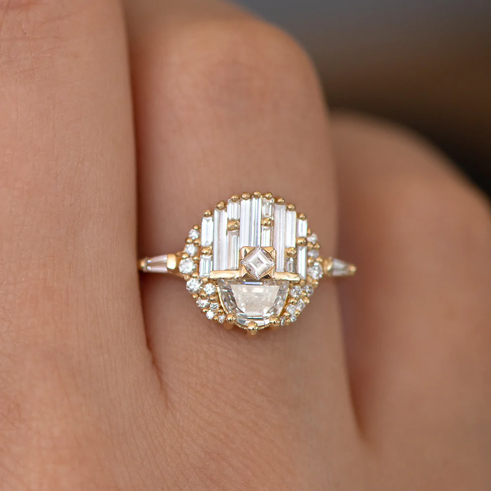 Engagement Ring with Half Moon Diamond - Image 6