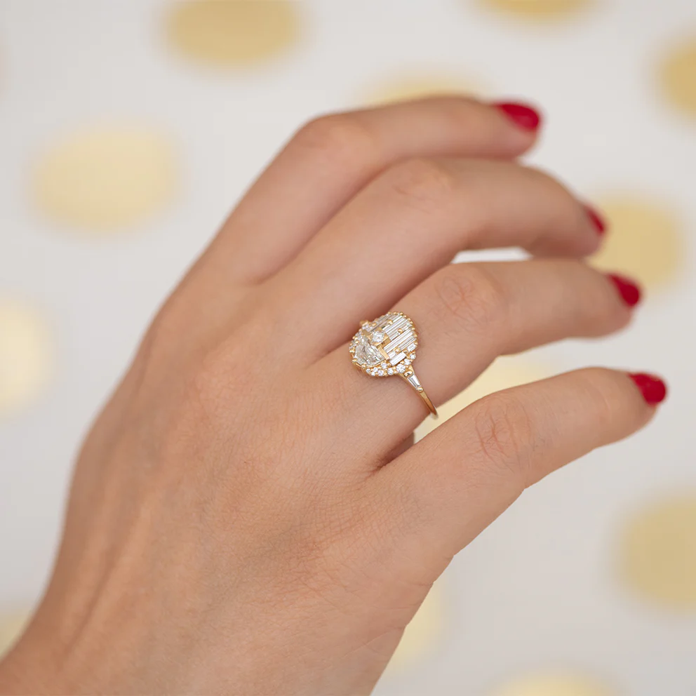 Engagement Ring with Half Moon Diamond - Image 7