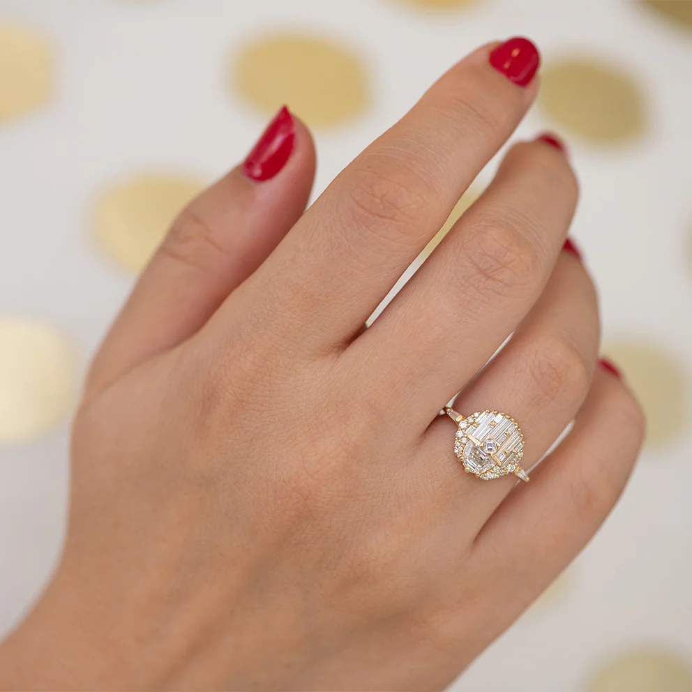 Engagement Ring with Half Moon Diamond - Image 9