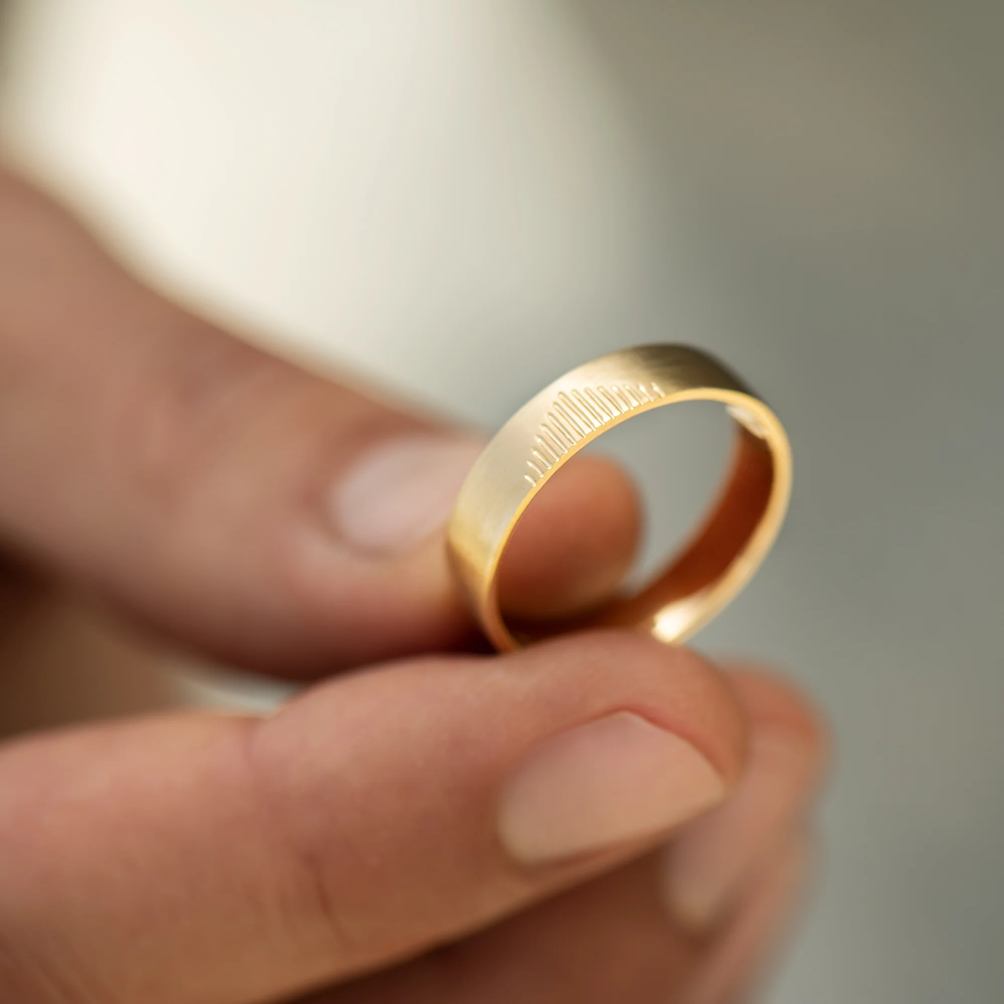 Engraved Pyramid Wedding Band - Image 3