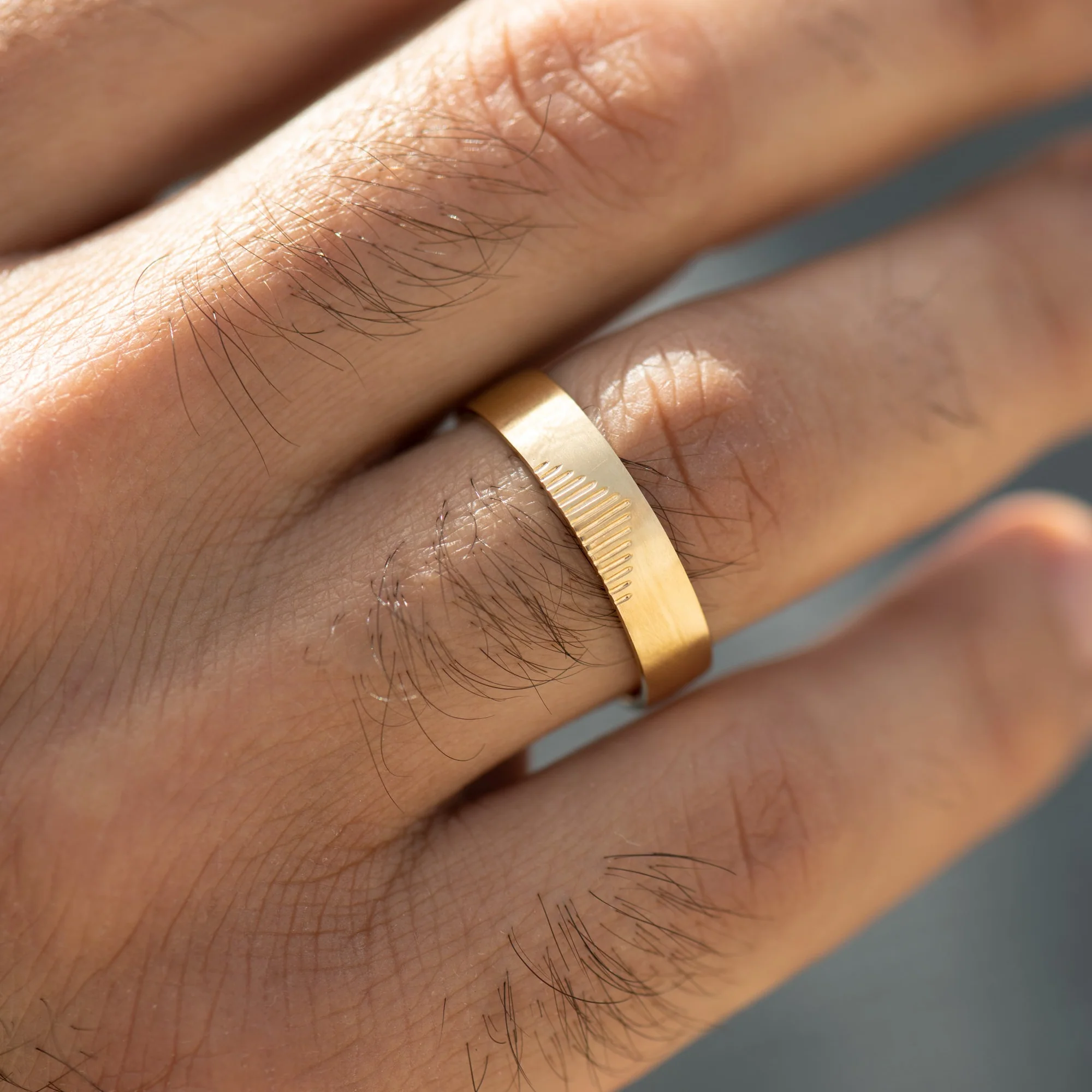 Engraved Pyramid Wedding Band - Image 4