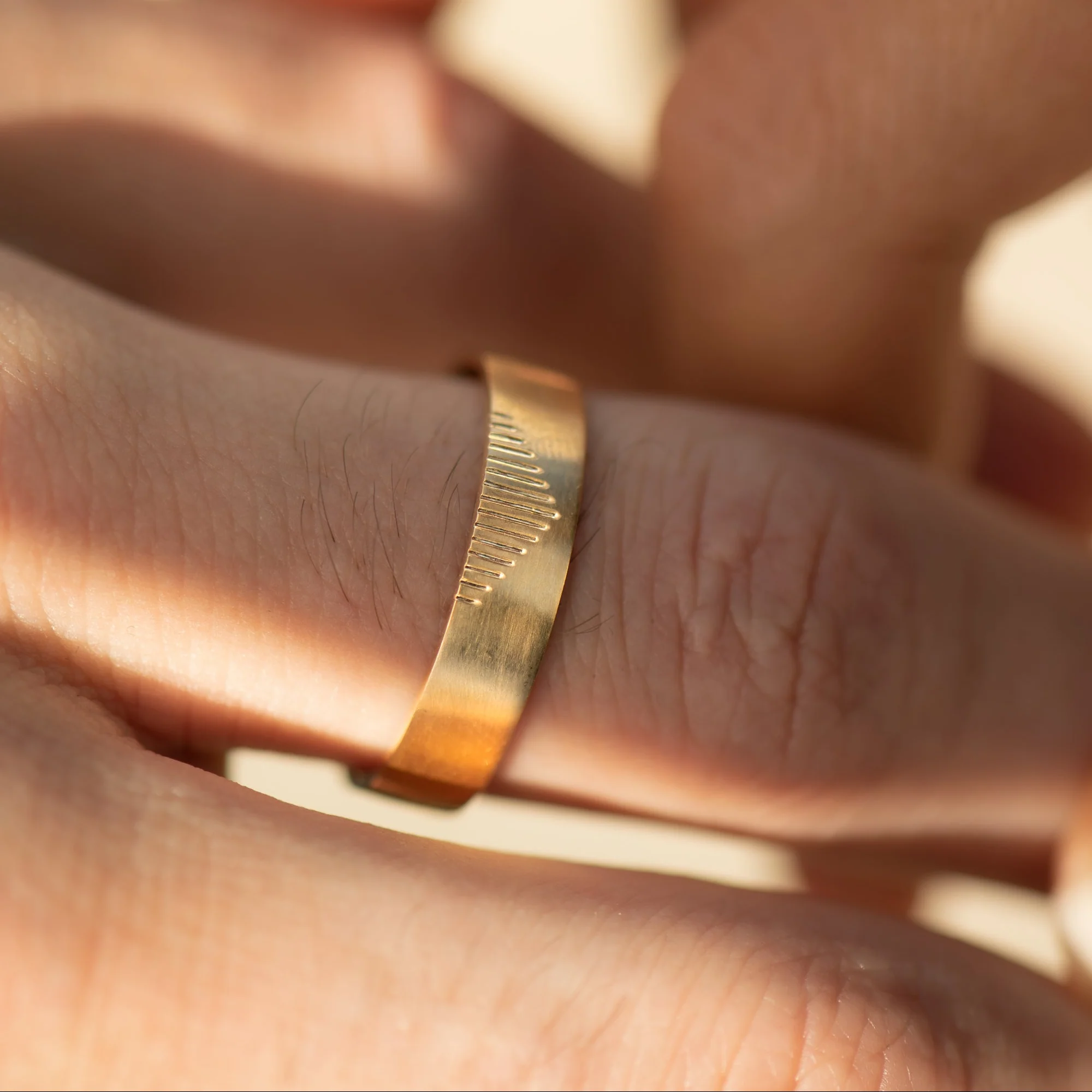 Engraved Pyramid Wedding Band - Image 5