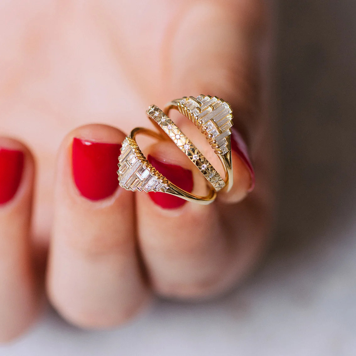 Engraved Star Diamond Wedding Band - Image 3