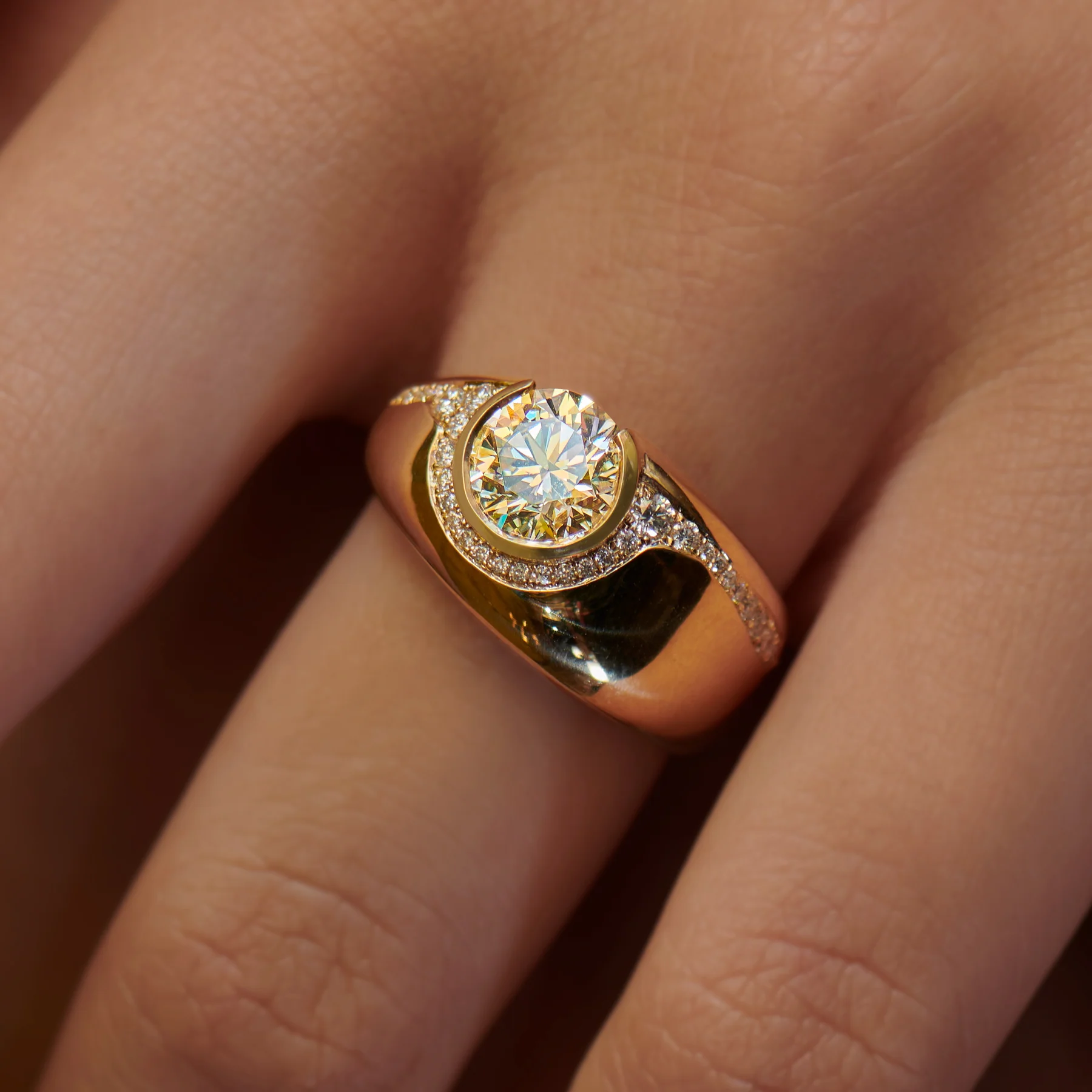 Fancy Yellow Brilliant Diamond Engagement Ring - Image 2