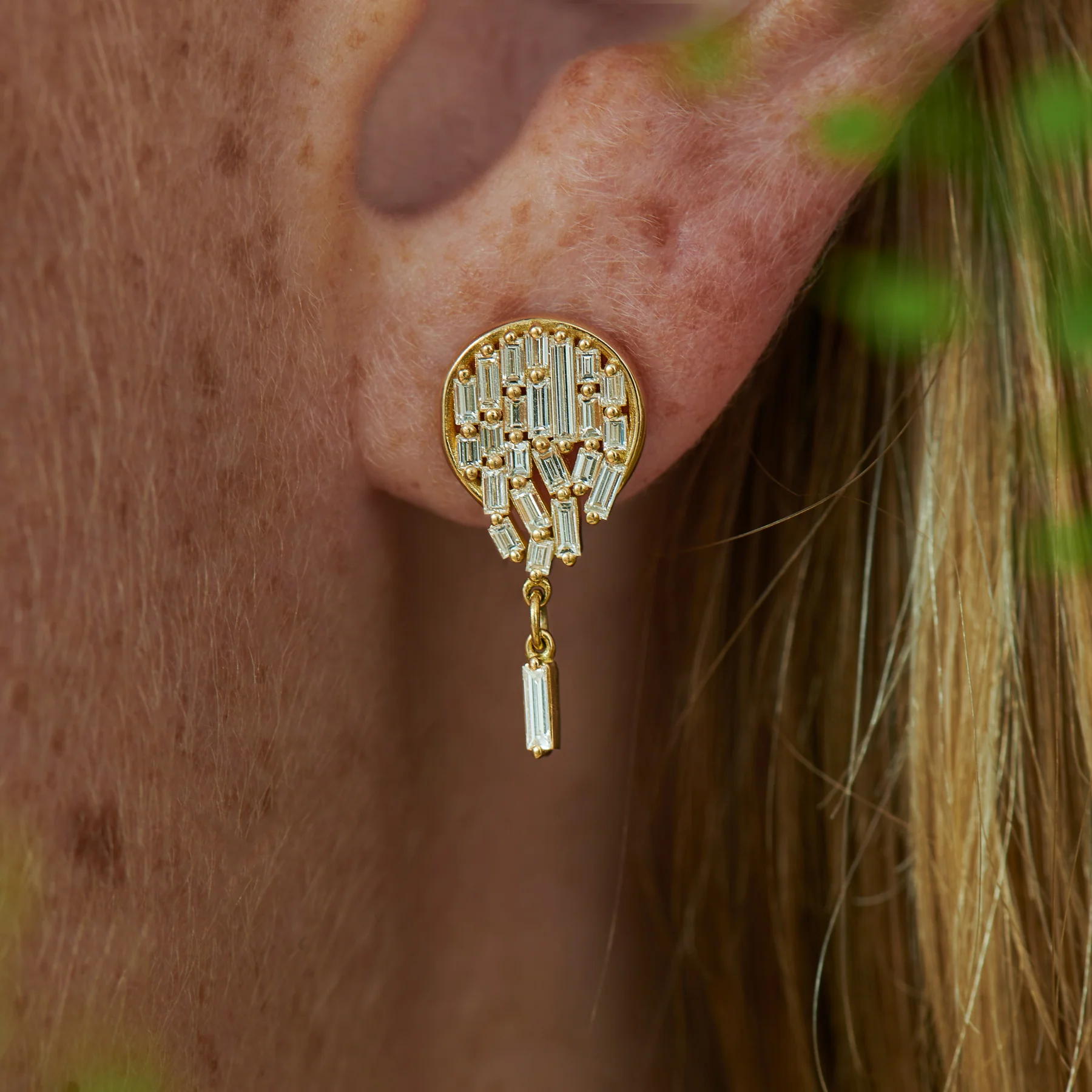 Baguette Diamond Mosaic Earrings - Image 5