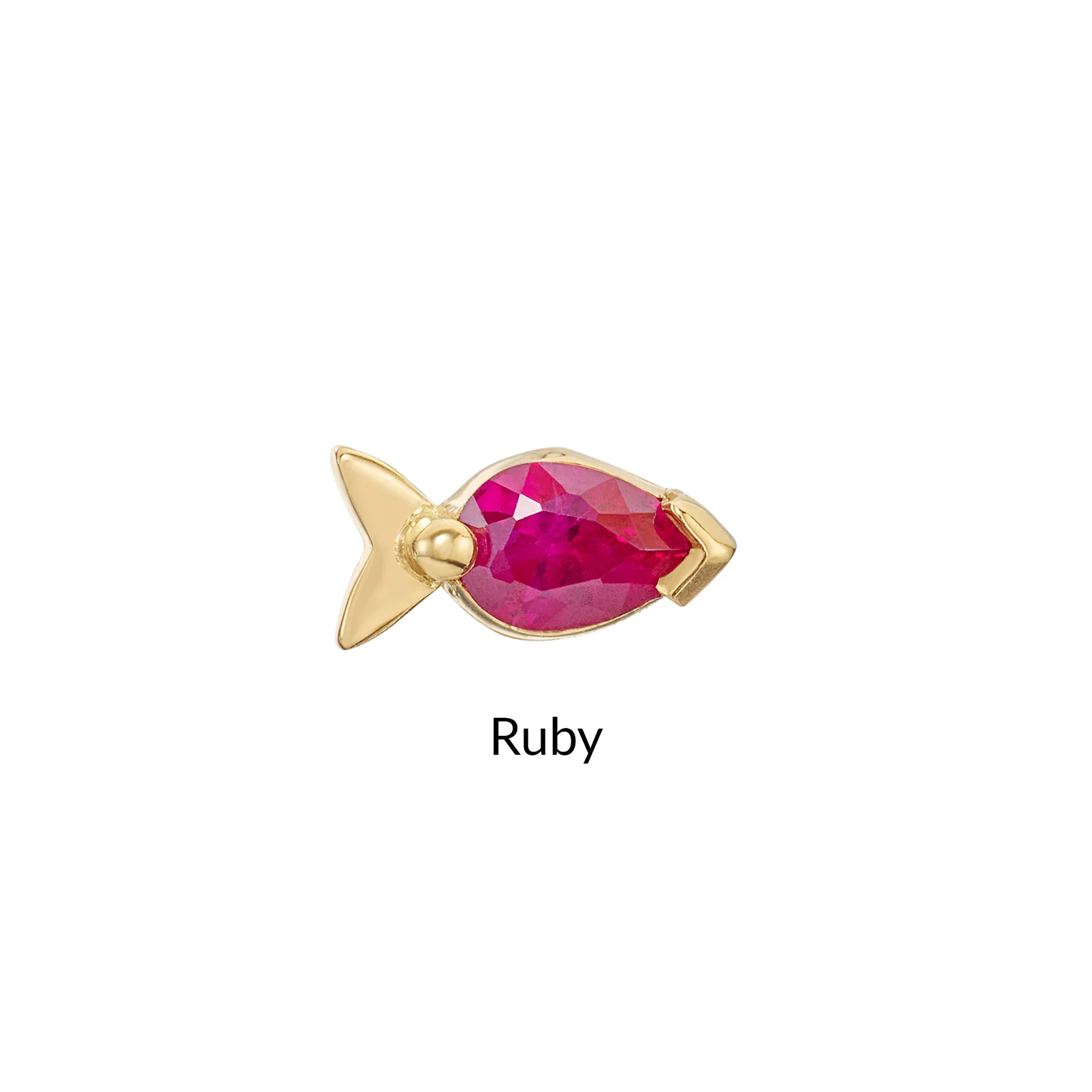 Fish Stud Earrings in Ruby or Padparadscha Sapphire - Image 3