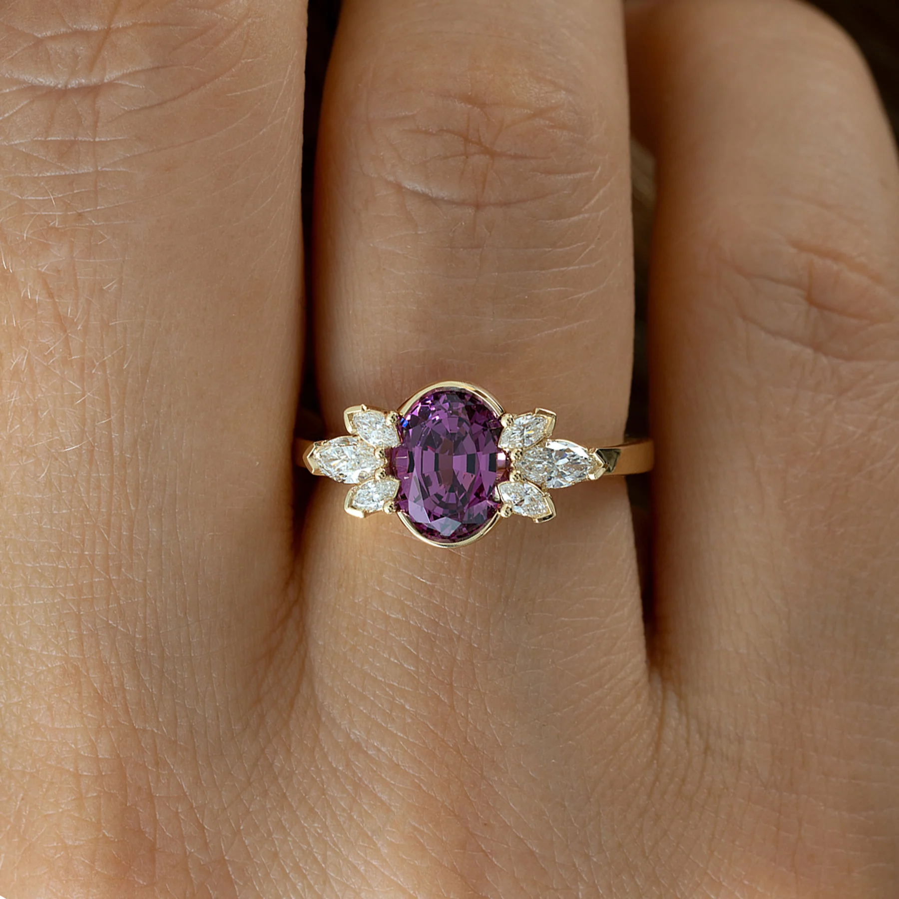Flowers of Evil Pink Rhodolite Garnet & Diamond Ring - Image 2