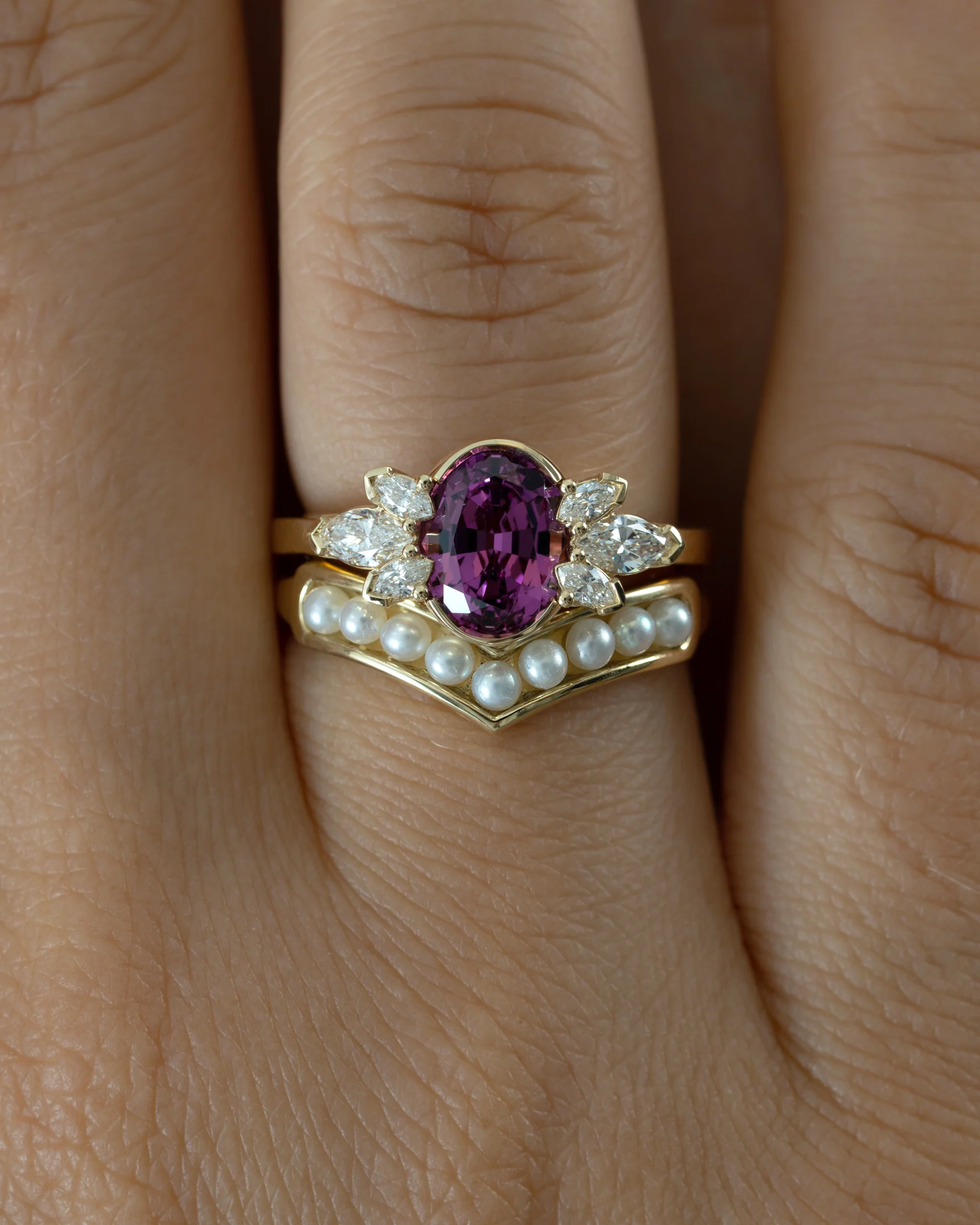 Flowers of Evil Pink Rhodolite Garnet & Diamond Ring - Image 4