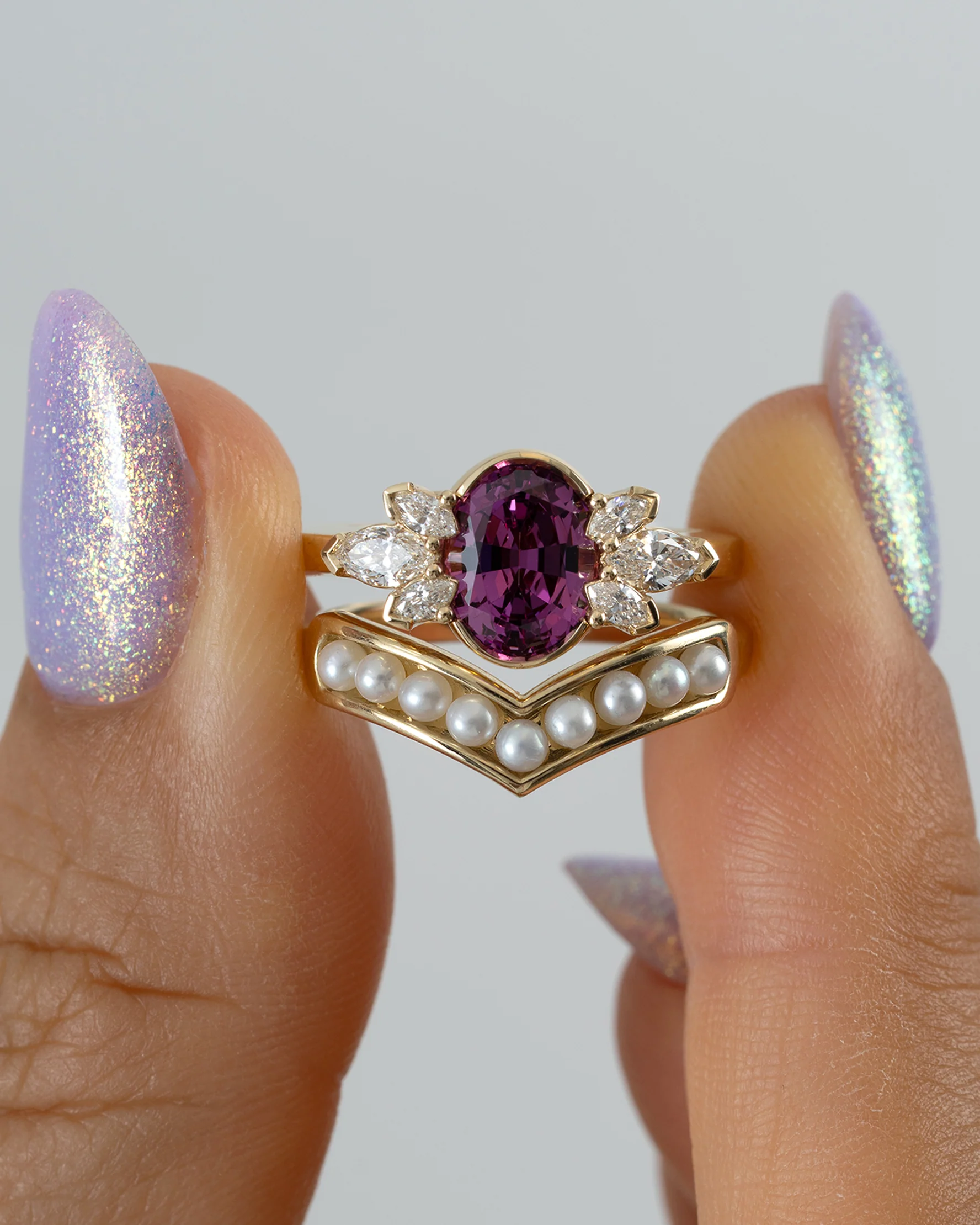 Flowers of Evil Pink Rhodolite Garnet & Diamond Ring - Image 6