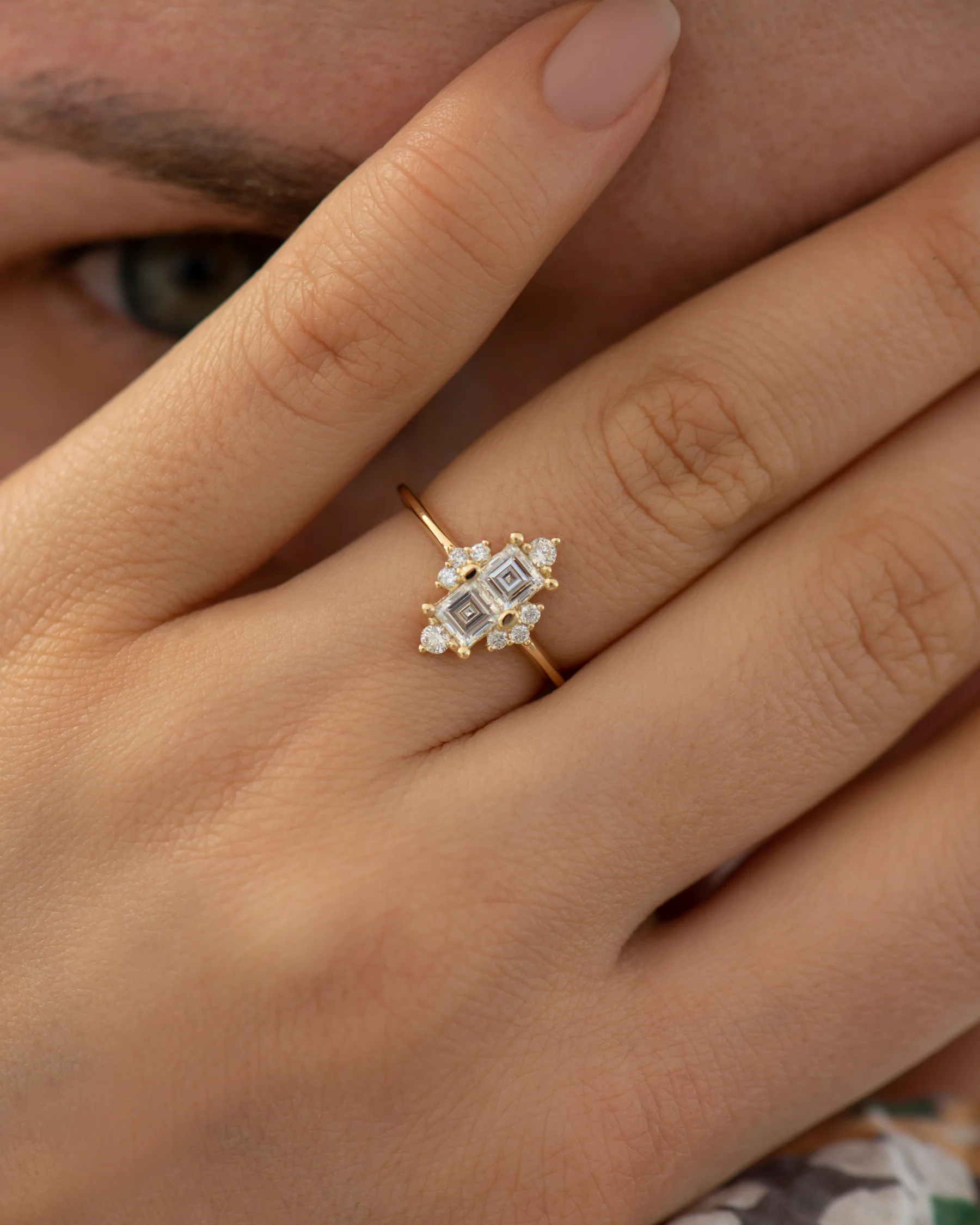 Gilded Mirror Carre Diamond Engagement Ring - Image 4
