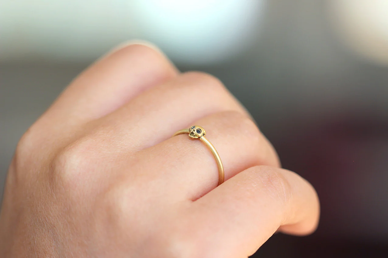 Gold Cat Skull Ring - Image 3