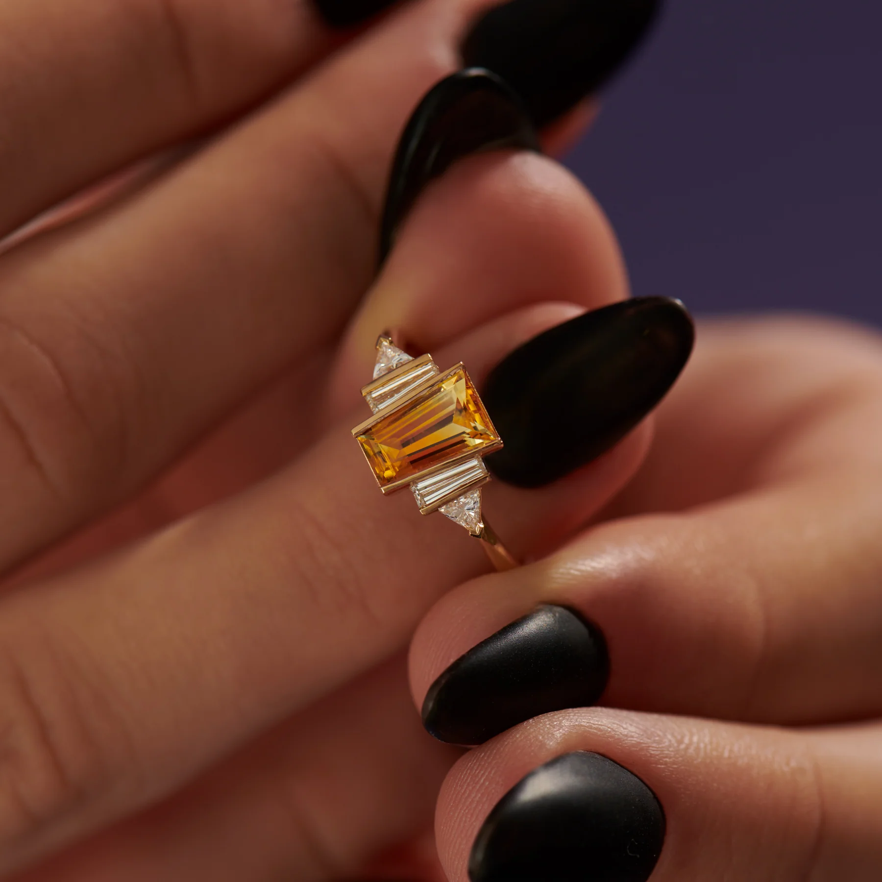 Golden Hour Orange Parti Sapphire Engagement Ring - Image 6