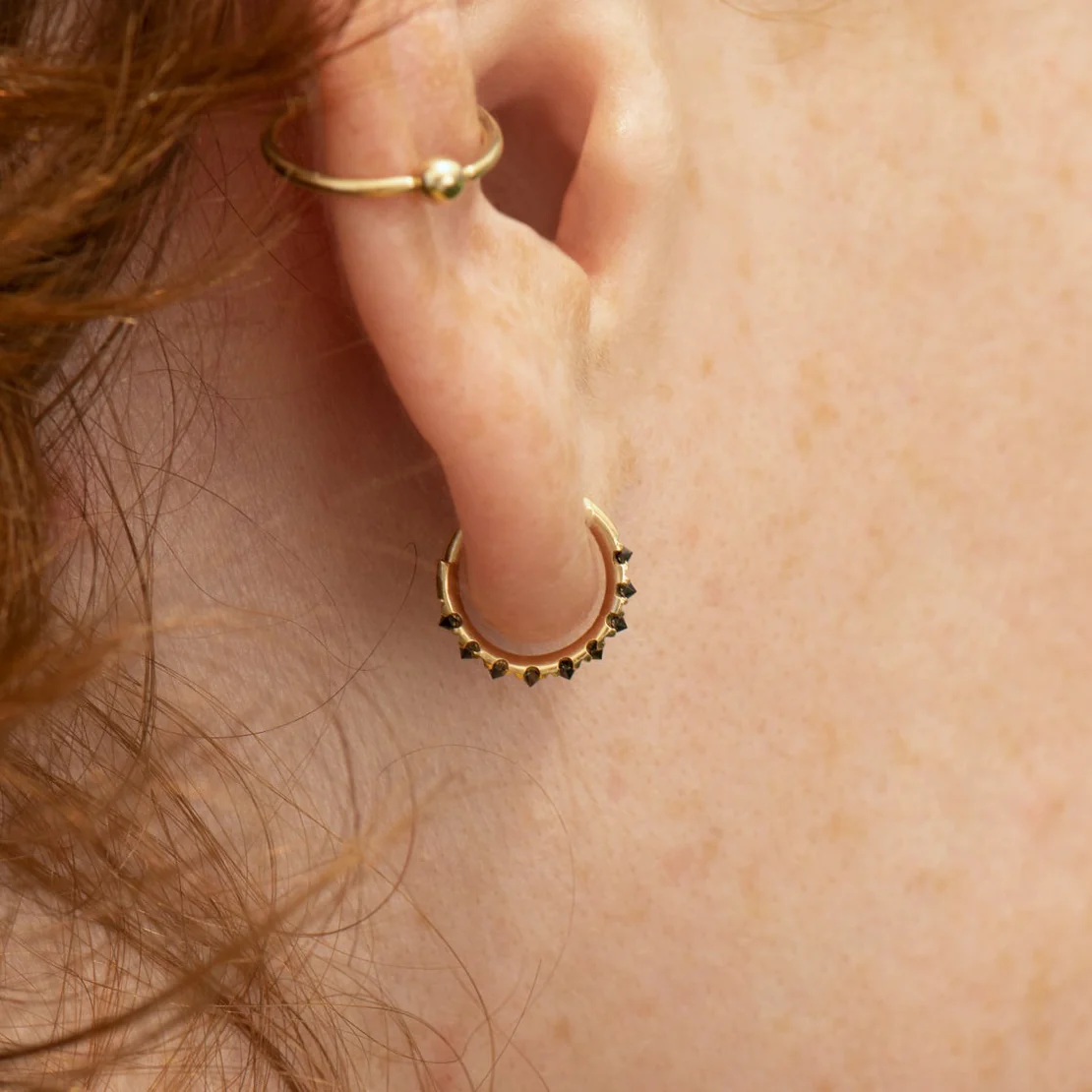 Golden Huggie with Black Diamond Spikes - Image 3