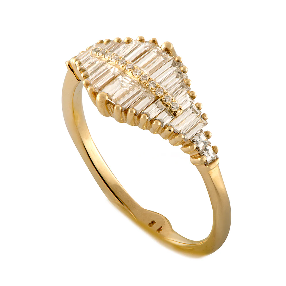 Gradient Diamond Ring with Baguette and Pave Diamonds - Image 7