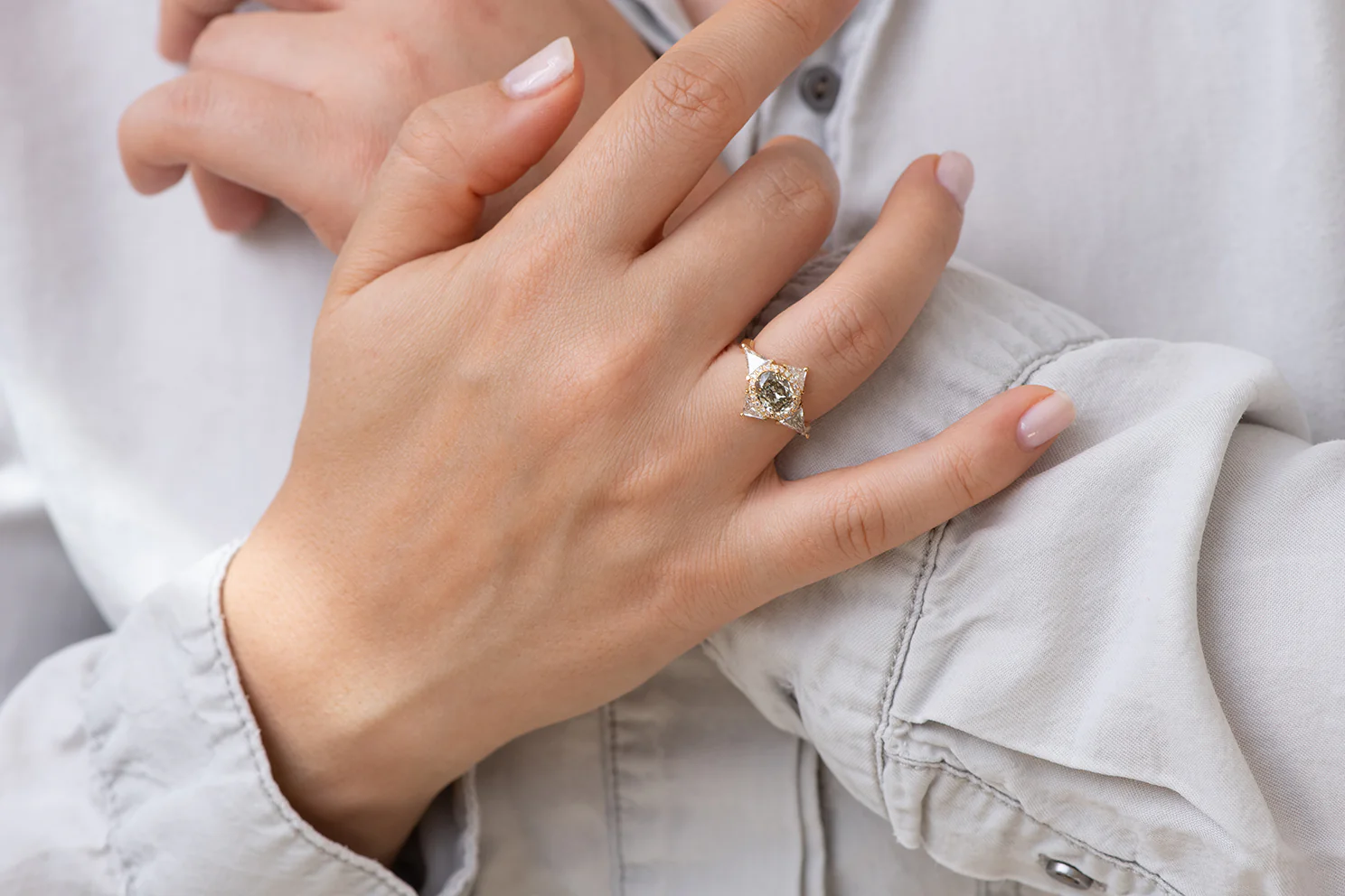 Green Diamond Engagement Ring - OOAK Fancy Color Diamond Ring - Image 3