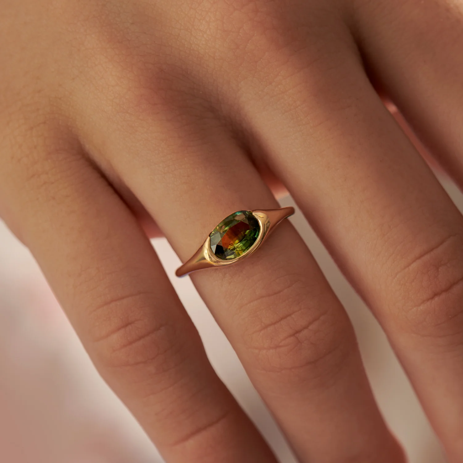 Green Parti Sapphire One-of-a-Kind Engagement Ring - Image 4