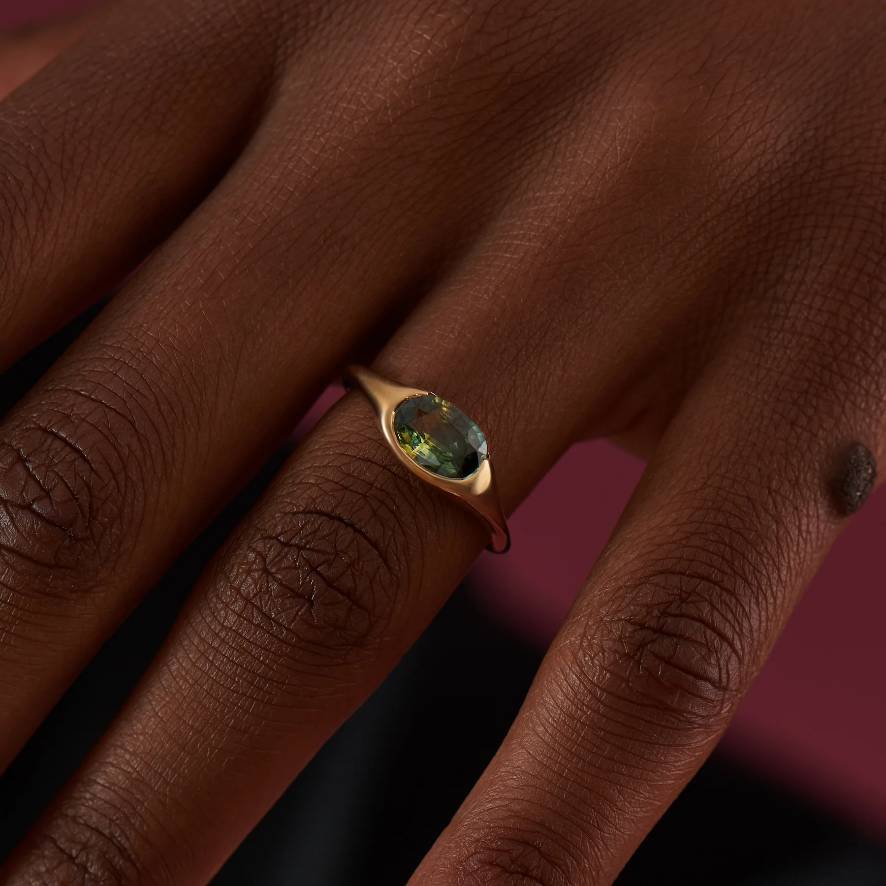 Green Parti Sapphire One-of-a-Kind Engagement Ring - Image 7