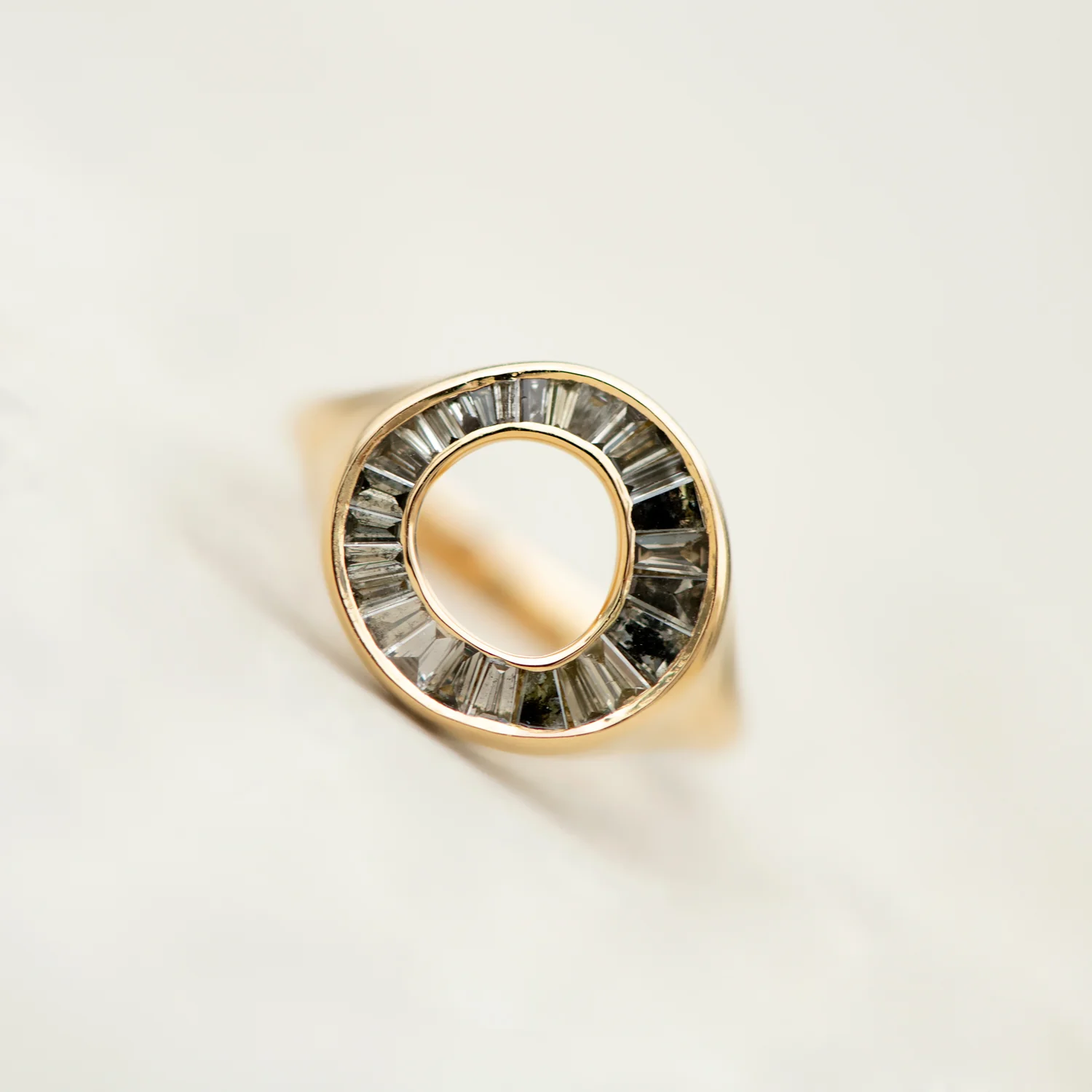 Grey Baguette Diamond Sphere Ring - OOAK - Image 9