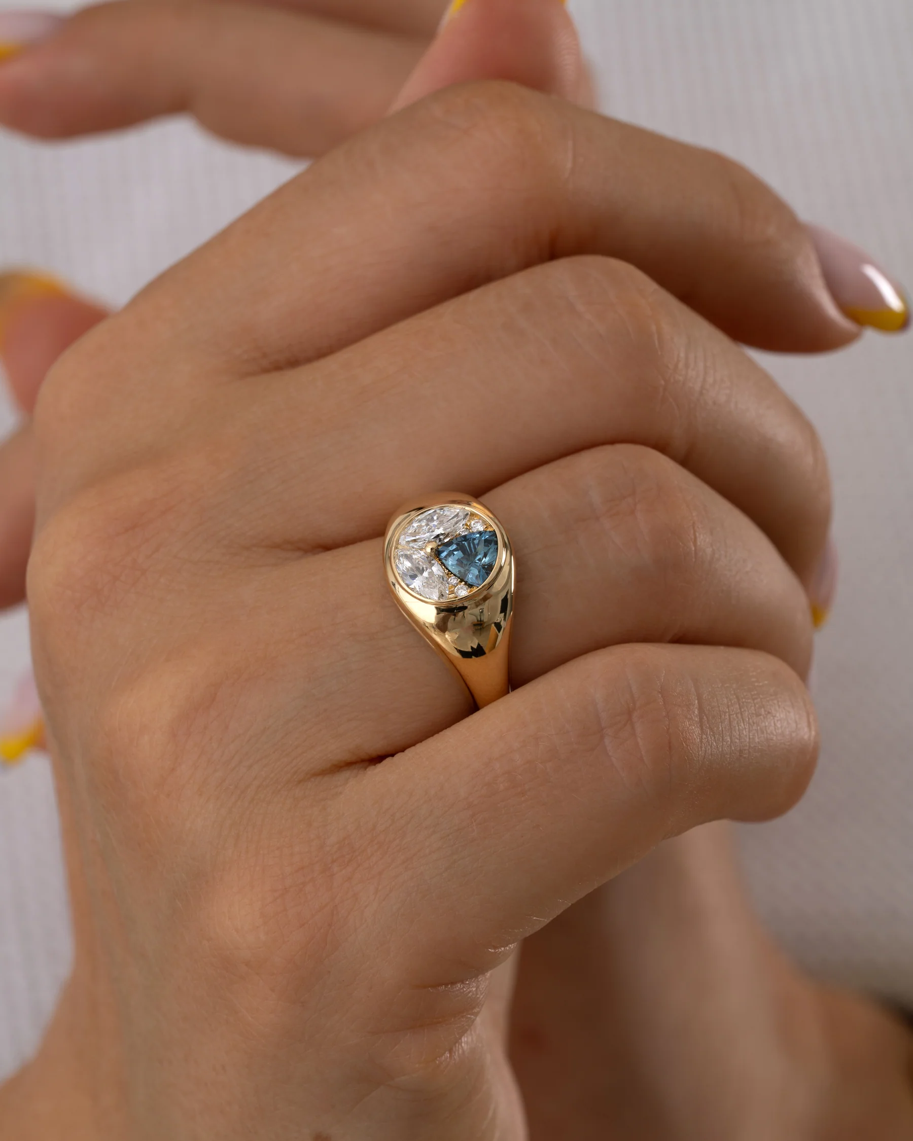 Halcyon Signet Ring with Sapphires & Diamonds - Image 8