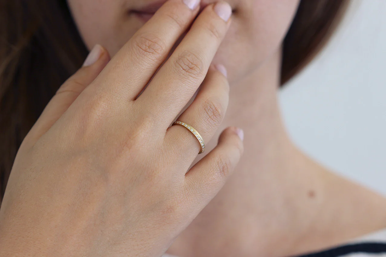 Minimalist Wedding Ring - Half Eternity Band - Image 3