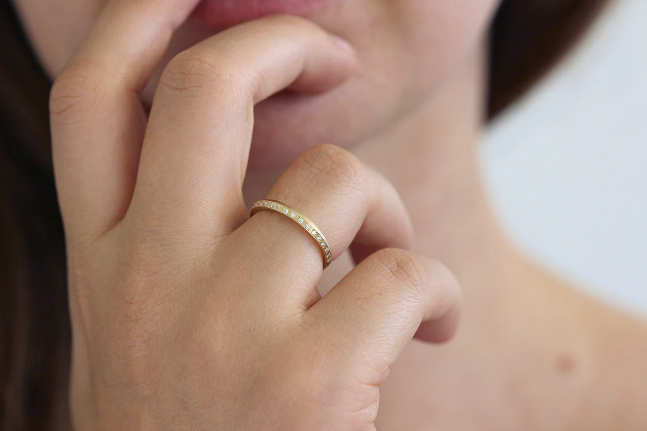 Minimalist Wedding Ring - Half Eternity Band - Image 4