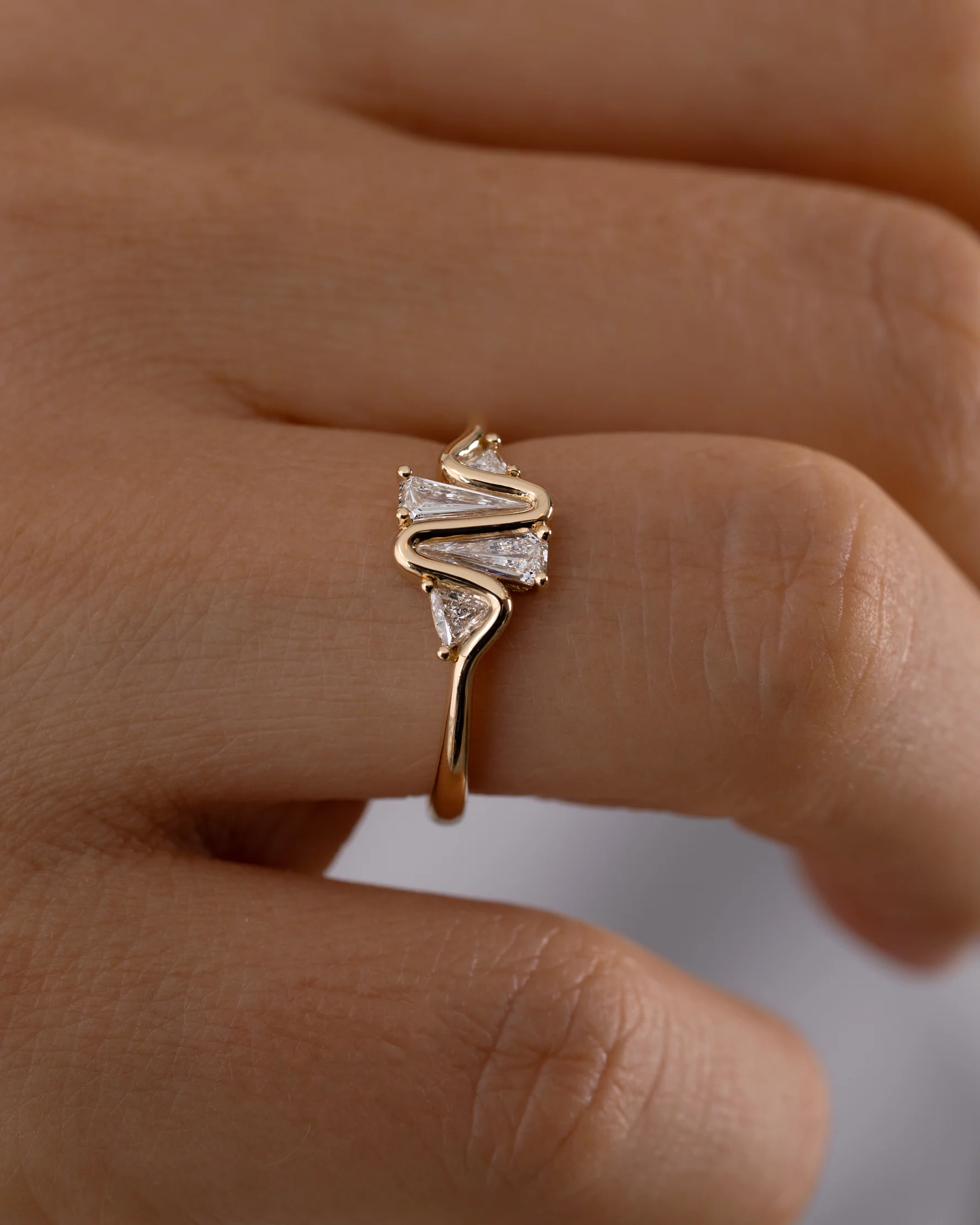 Heartbeat Engagement Ring with Diamond Triangles - Image 4