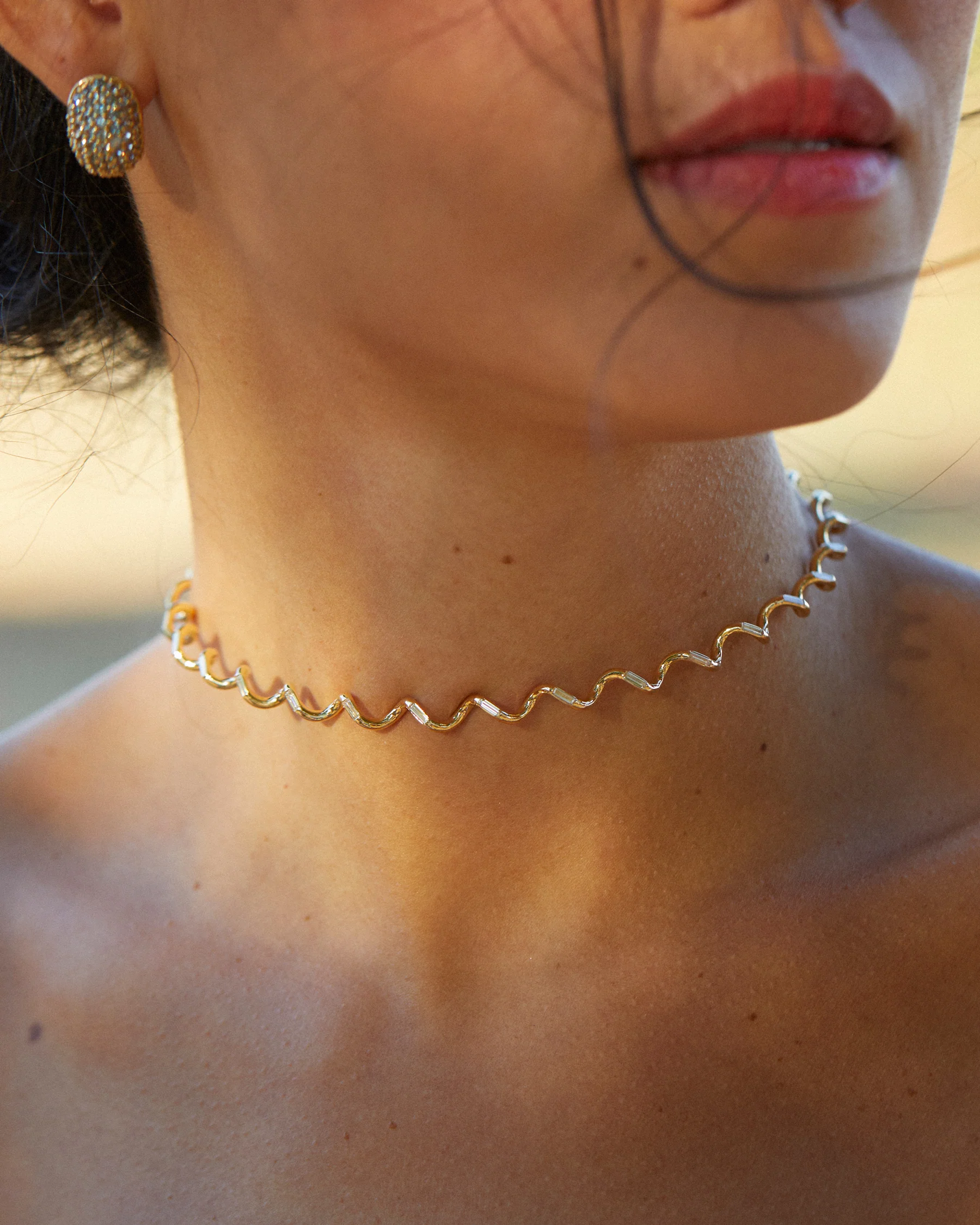 Helix Gold & Baguette Diamond Choker - Image 6