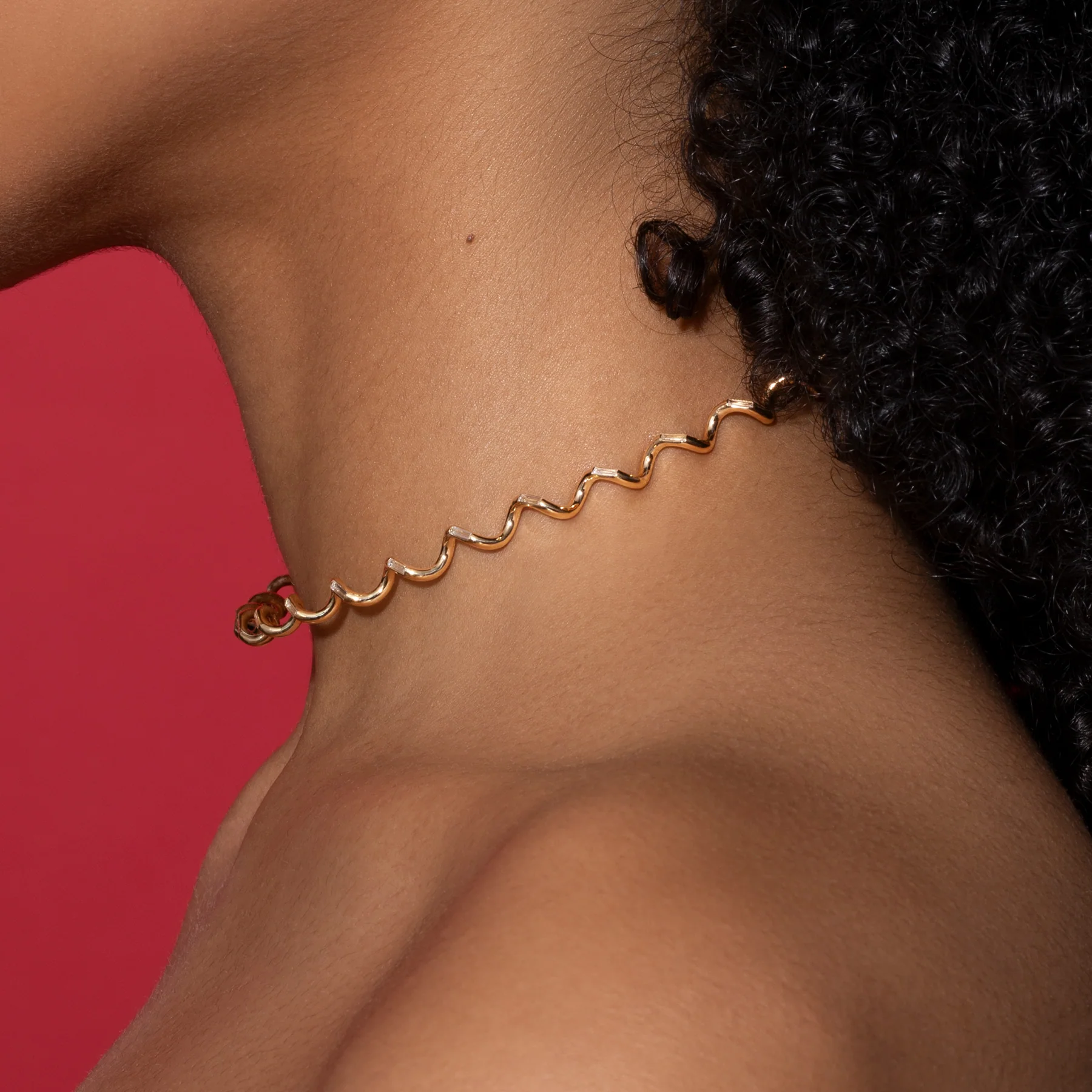 Helix Gold & Baguette Diamond Choker - Image 7