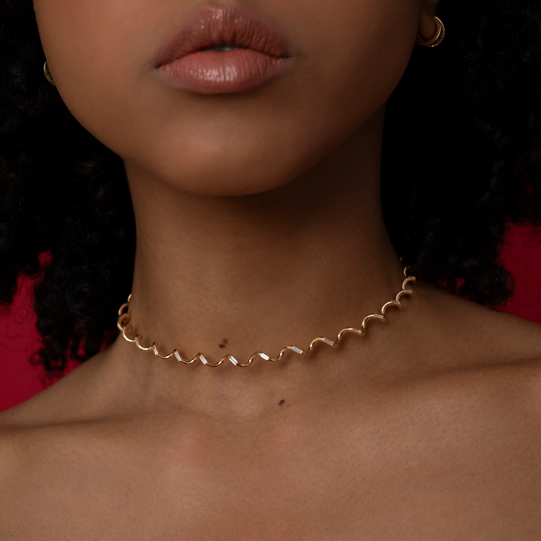 Helix Gold & Baguette Diamond Choker - Image 8